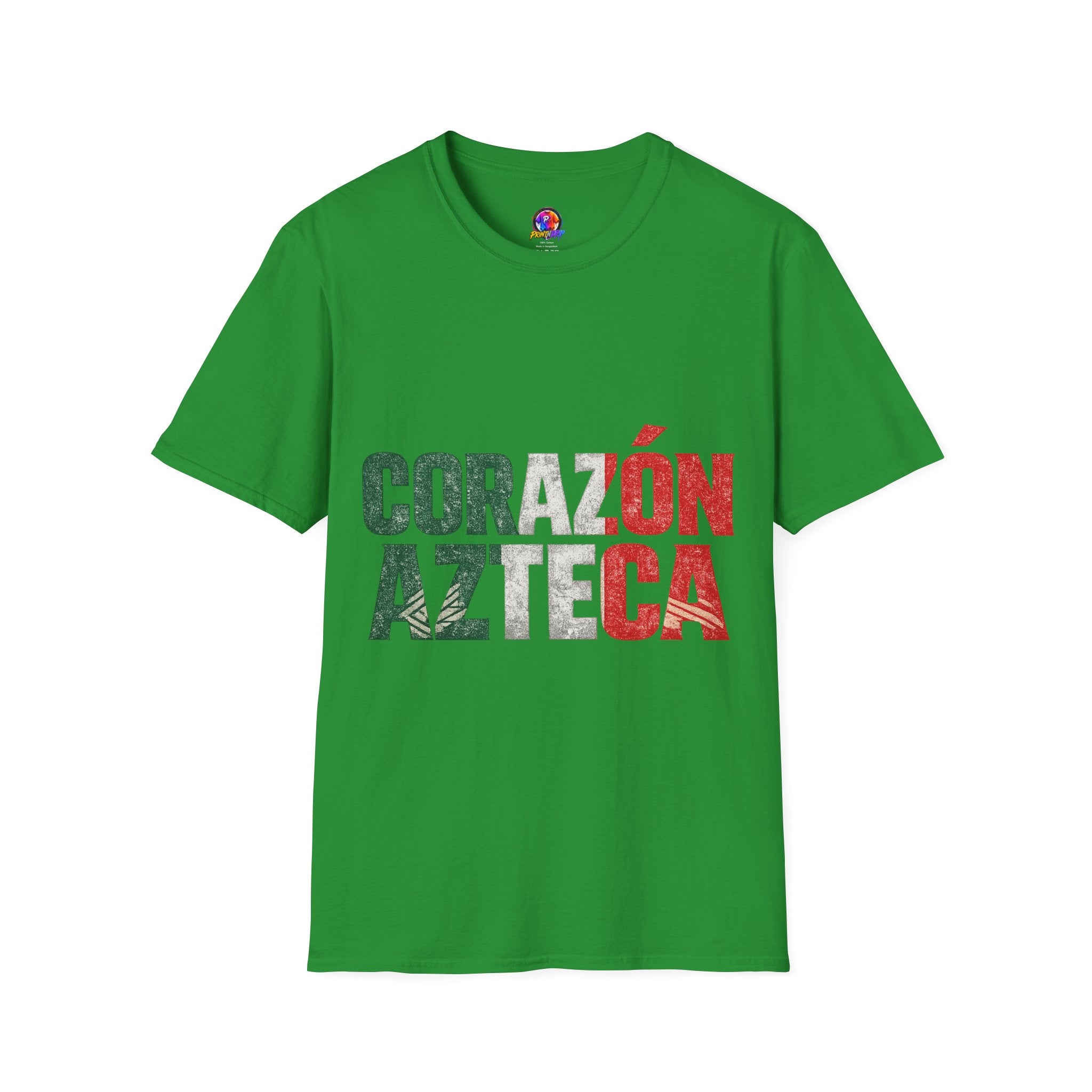 Mexico Corazón Azteca T-Shirt — Mexican Pride Flag Text Tee