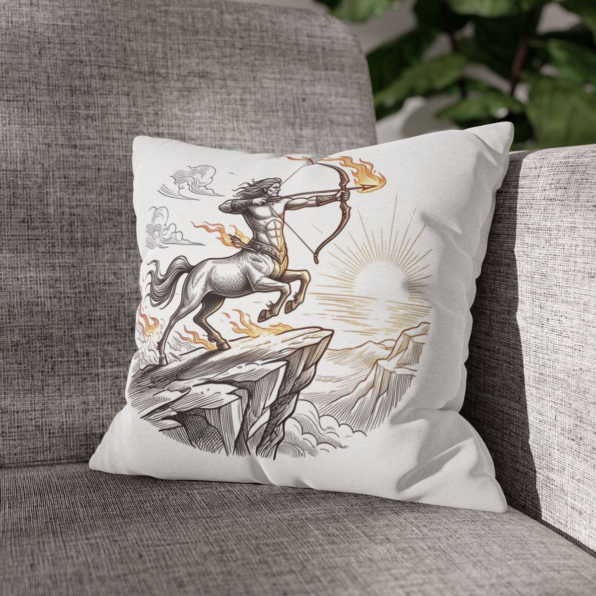 Sagittarius Centaur Archery Throw Pillow - Zodiac Mythology Decorative Pillowcase