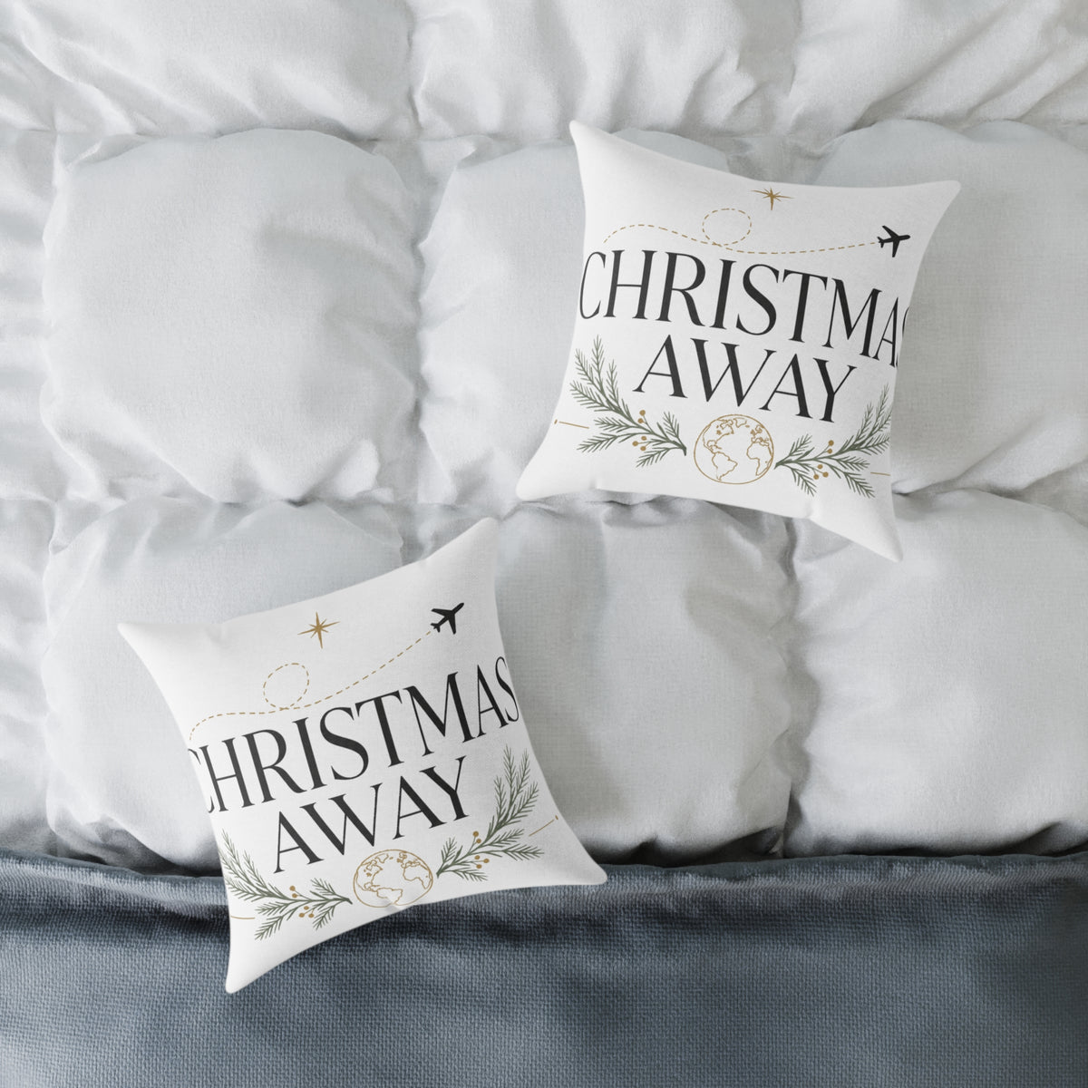 Christmas Holiday Travel Pillow | "Christmas Away" Decorative Throw Cushion