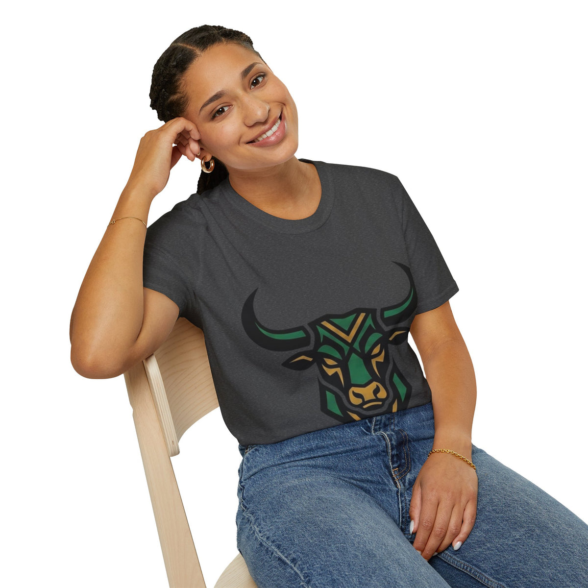 Bull Head Graphic T-Shirt — Tribal Geometric Rodeo Tee