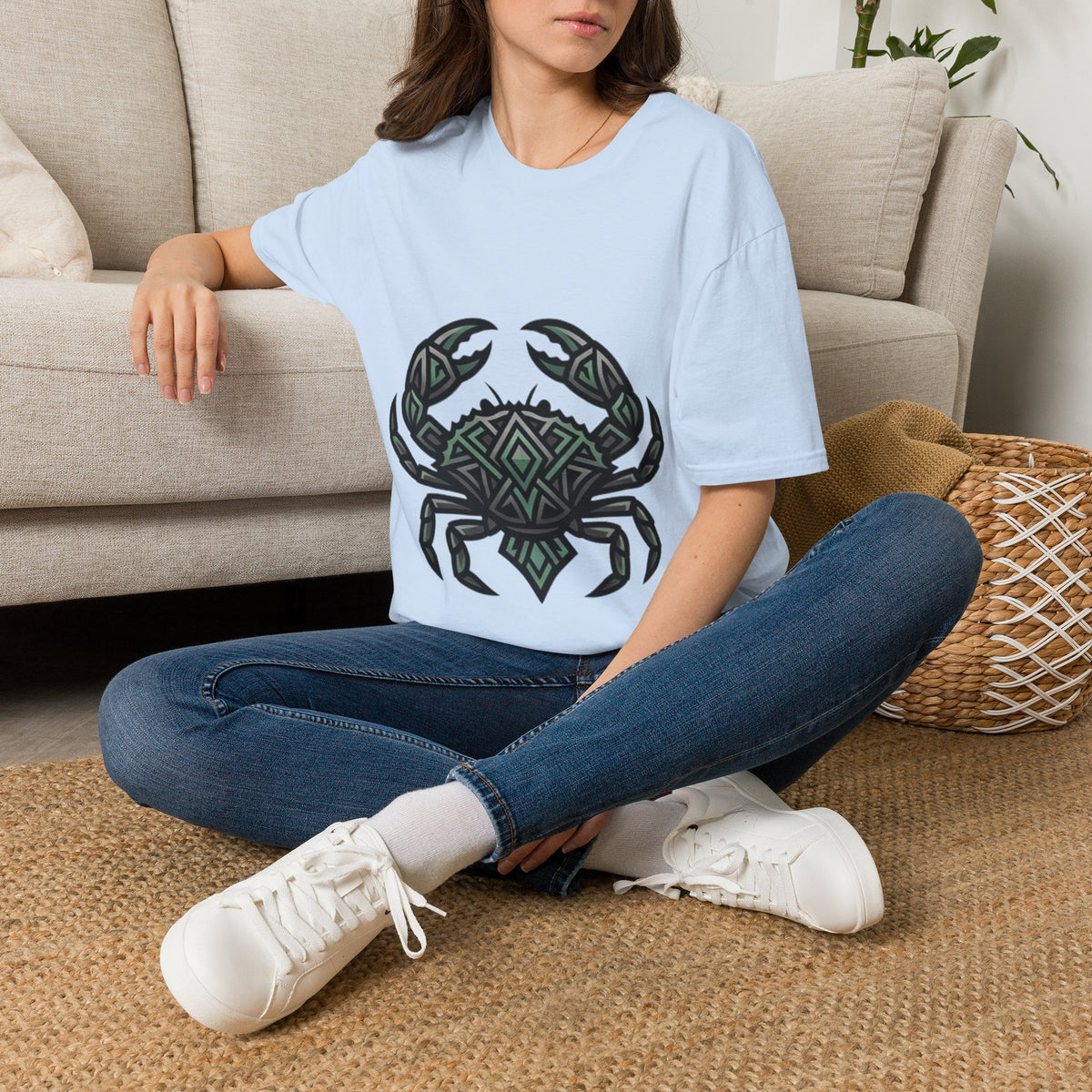 Cancer Zodiac Crab Tribal Graphic T-Shirt — Nautical Beachy Zodiac Style