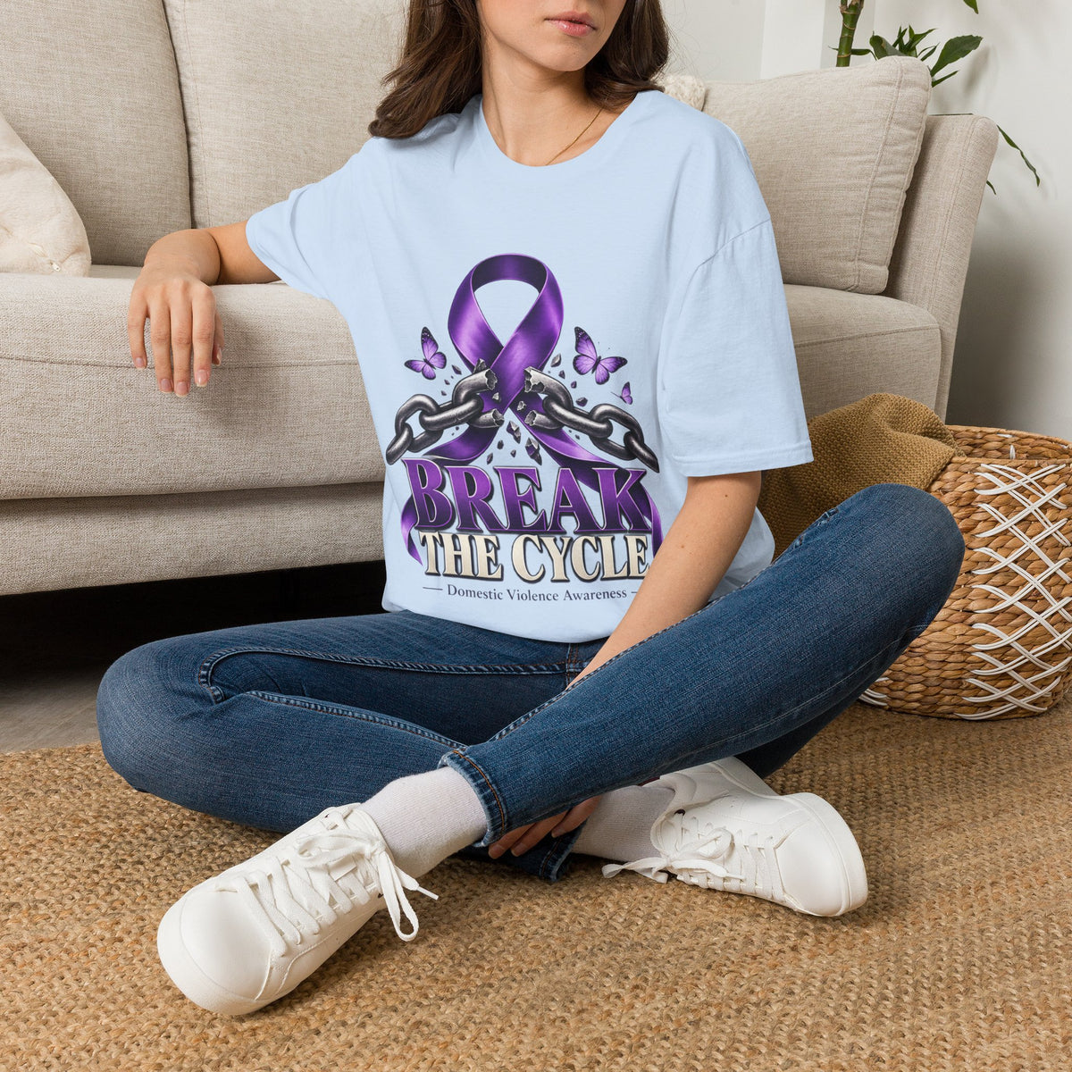 Break The Cycle Purple Ribbon T-Shirt — Domestic Violence Awareness Tee