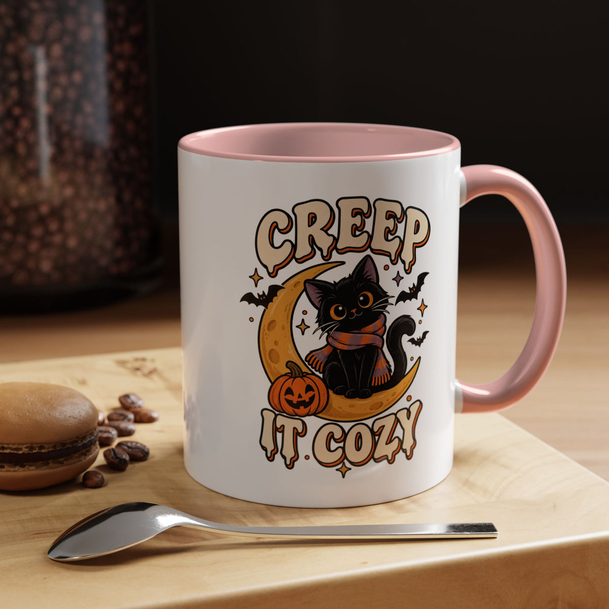 Creepy It Cozy Black Cat Halloween Accent Coffee Mug (11/15oz)