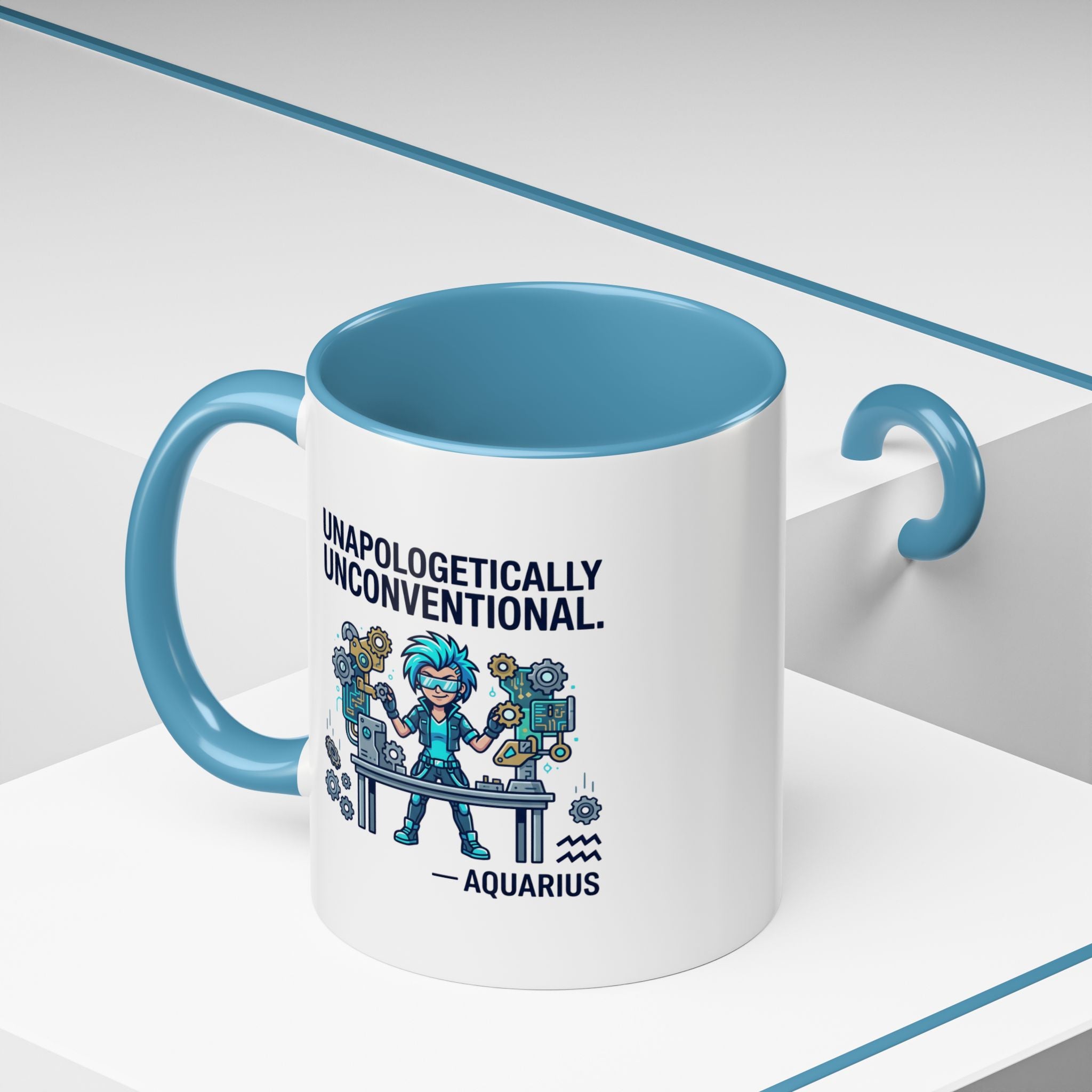 Aquarius Coffee Mug - "Unapologetically Unconventional" Zodiac Accent Mug 11oz