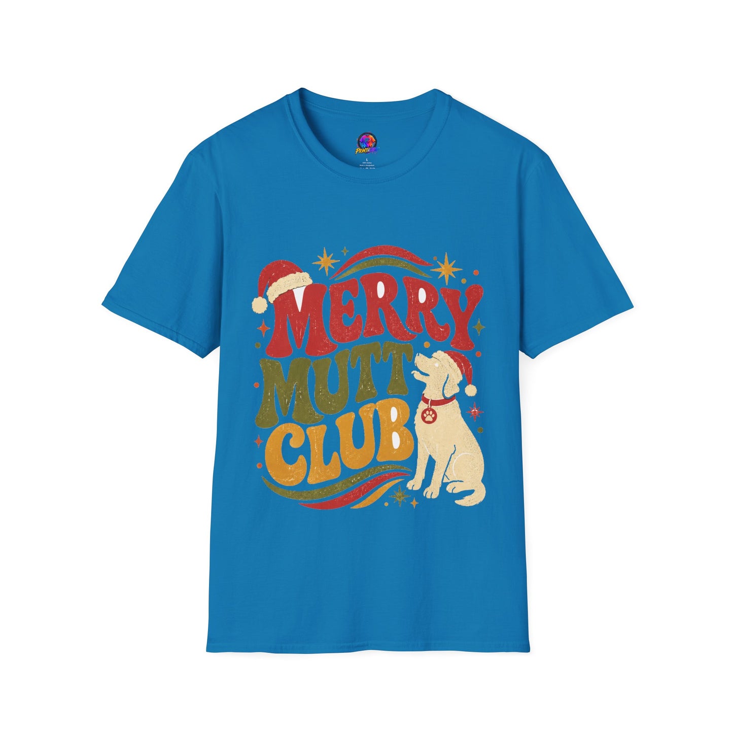 Merry Mutt Club T-Shirt — Retro Christmas Dog Lover Tee
