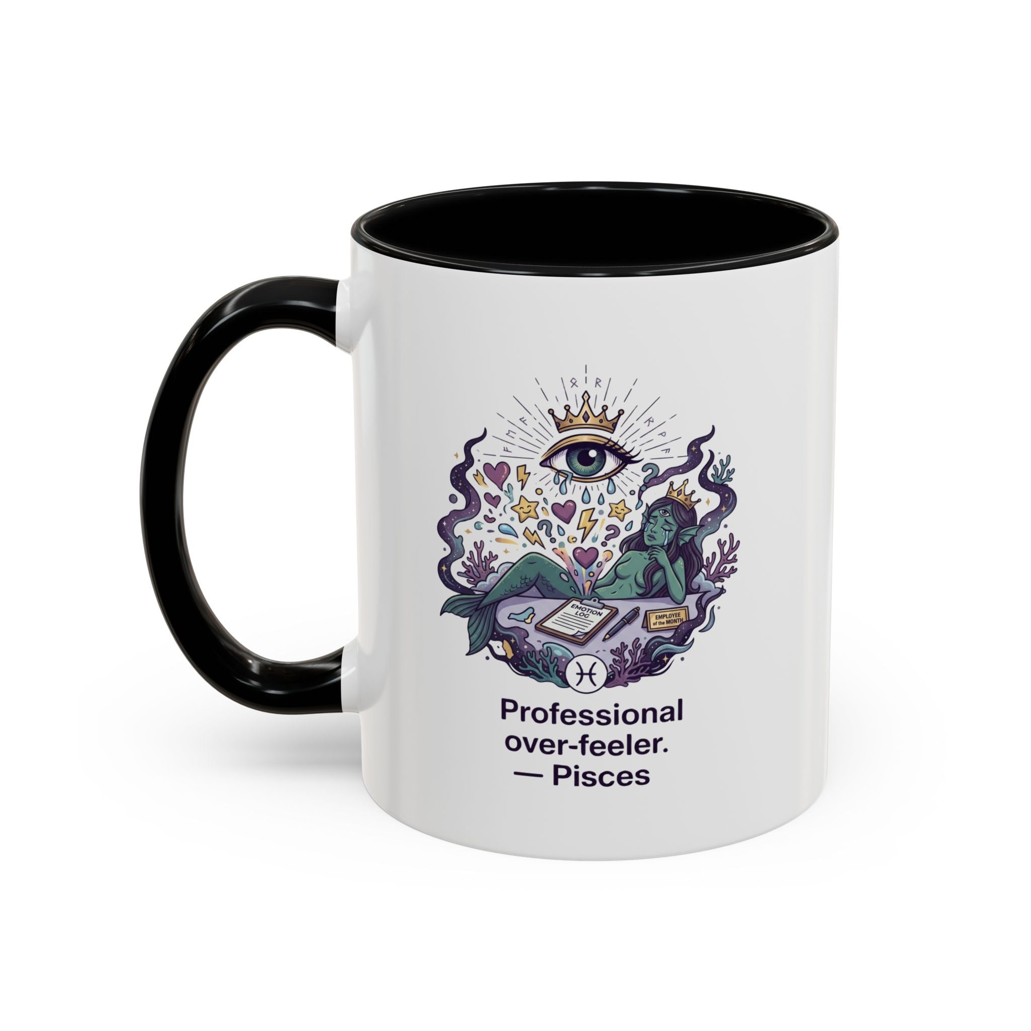 Pisces Coffee Mug — "Professional Over-feeler" Zodiac Accent Mug (11/15oz)