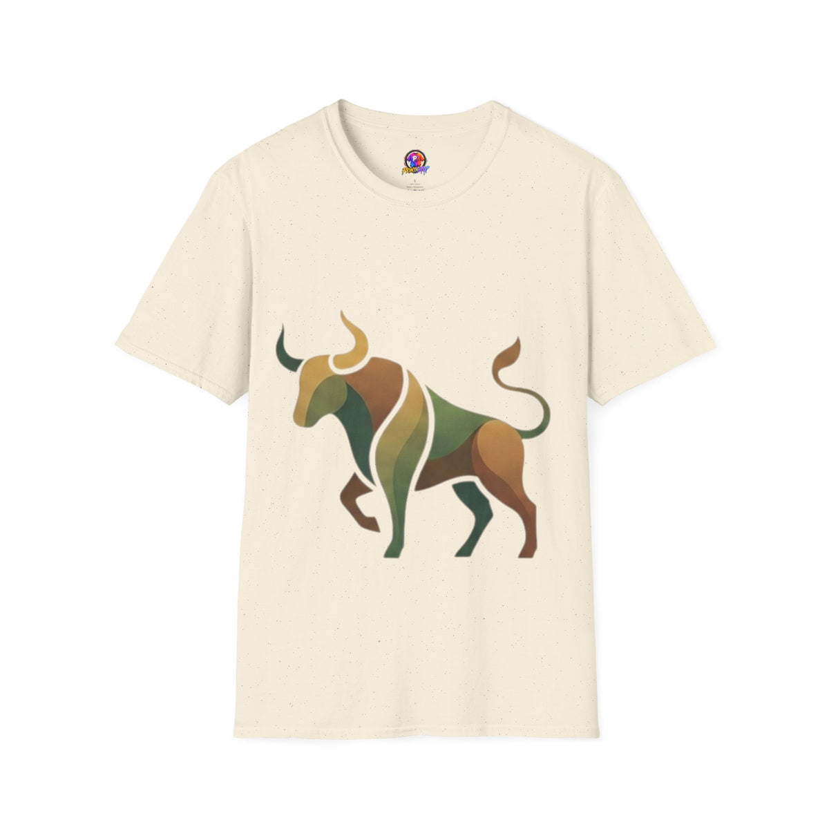 Bull Graphic T-Shirt — Earth Tone Geometric Taurus Design