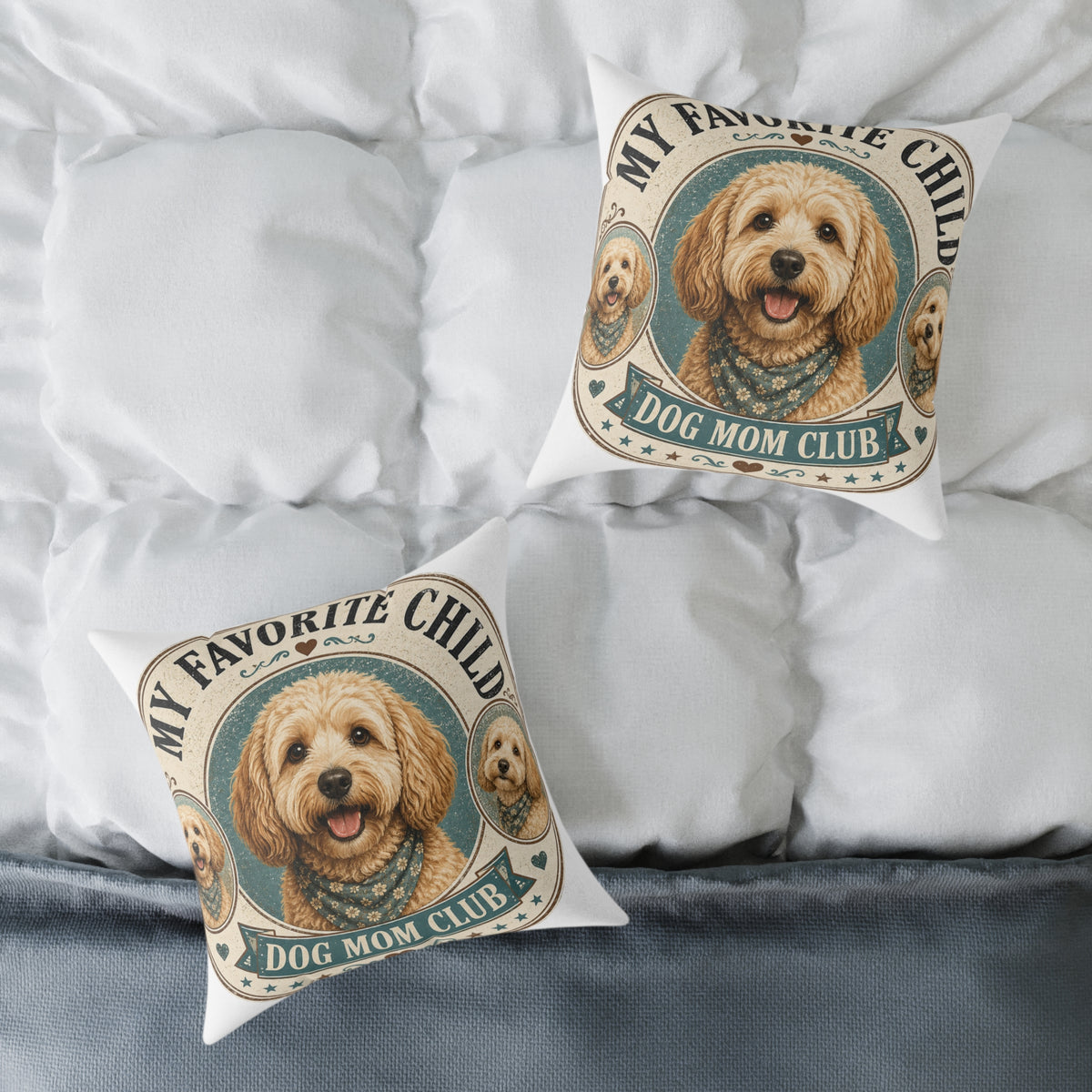 Milo Bailey Dog Dad Mom Square Pillow - "My Favorite Child" Dog Mom Club Decorative Throw Pillow