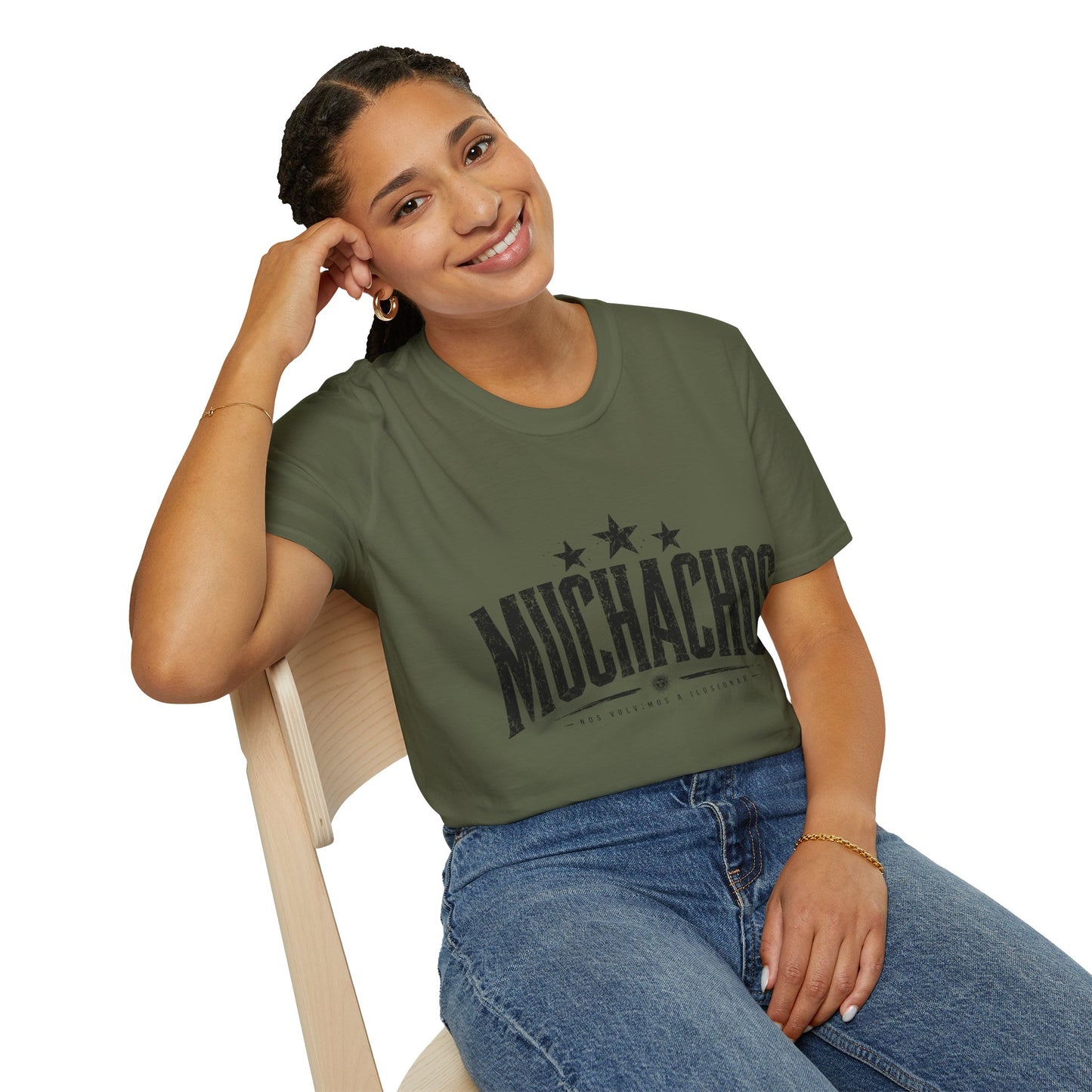 Muchachos Graphic T‑Shirt — Vintage Distressed Crew Tee - Argentina Song, slogan, favorite chant