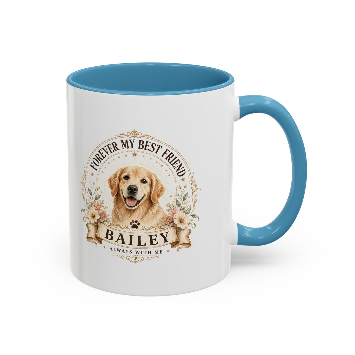 Milo Bailey Dog Dad Mom Golden Retriever Coffee Mug — “Forever My Best Friend” Personalized Dog Mug (Bailey)