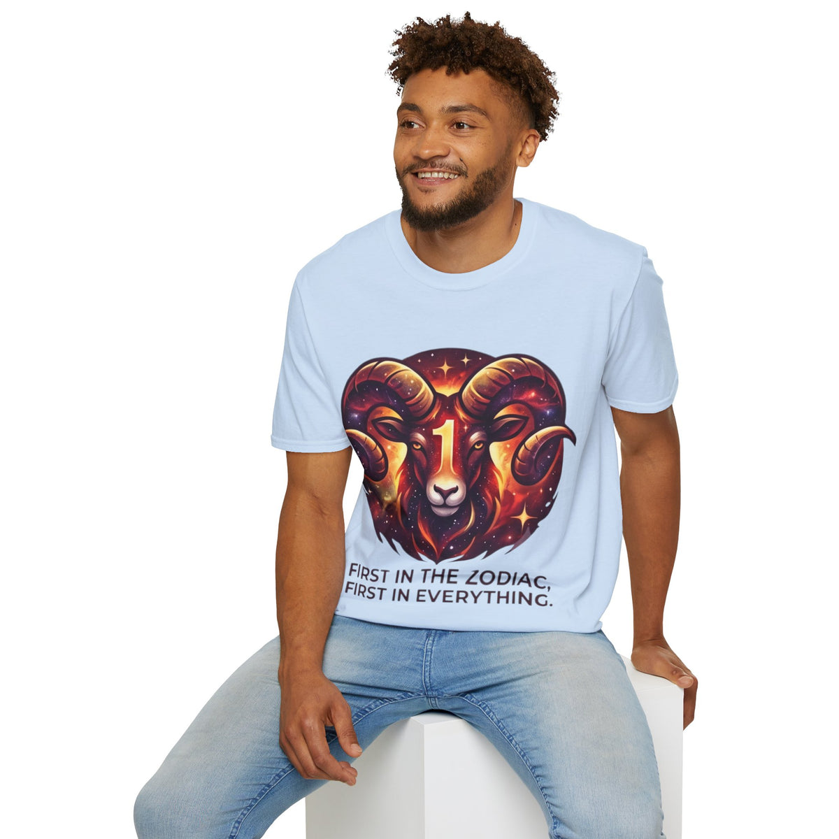 Aries Zodiac Ram Graphic T-Shirt — 'First in the Zodiac' Astrology Tee