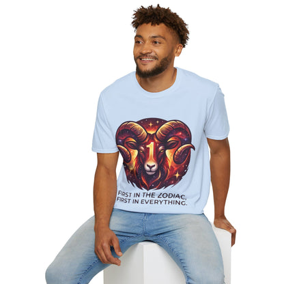 Aries Zodiac Ram Graphic T-Shirt — 'First in the Zodiac' Astrology Tee