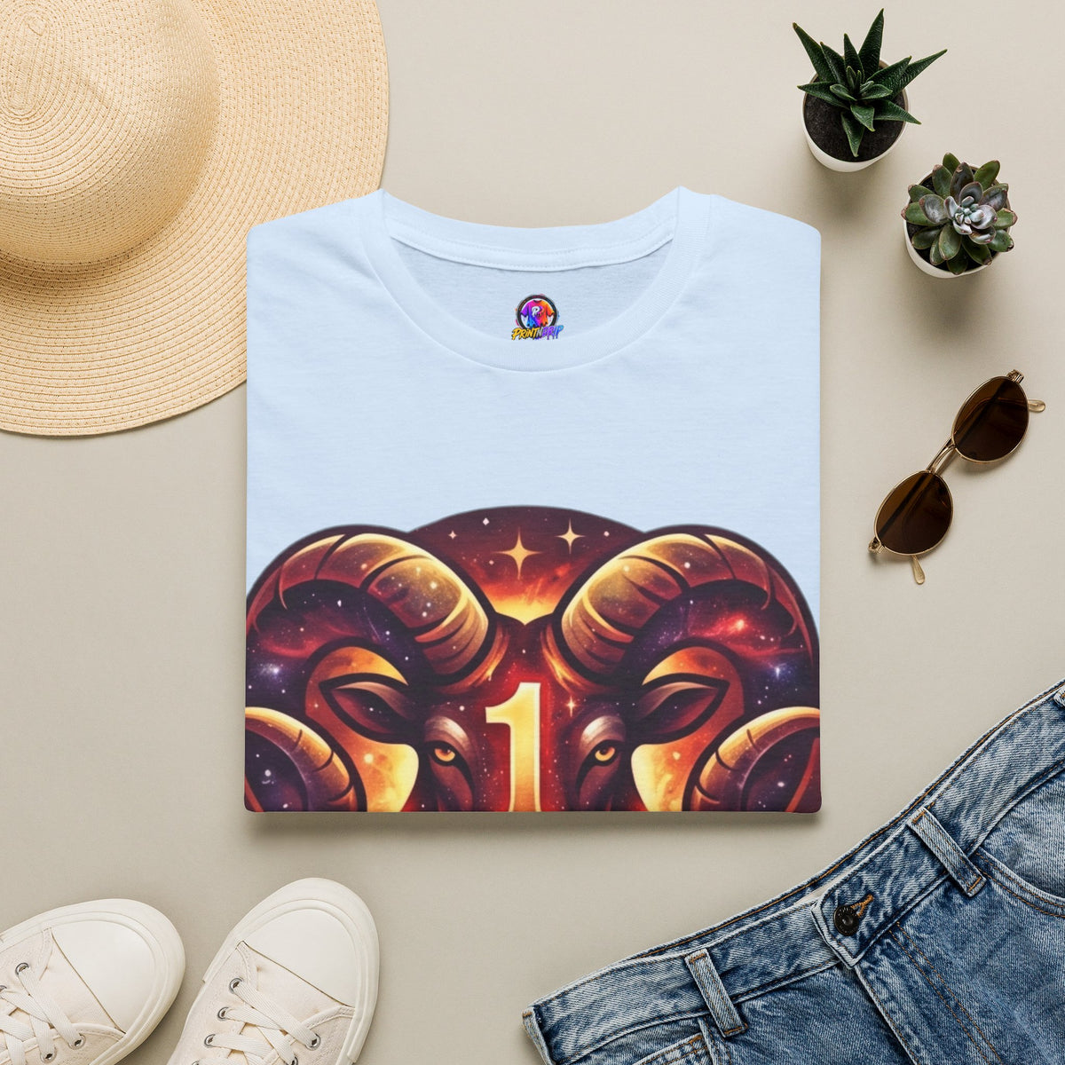 Aries Zodiac Ram Graphic T-Shirt — 'First in the Zodiac' Astrology Tee