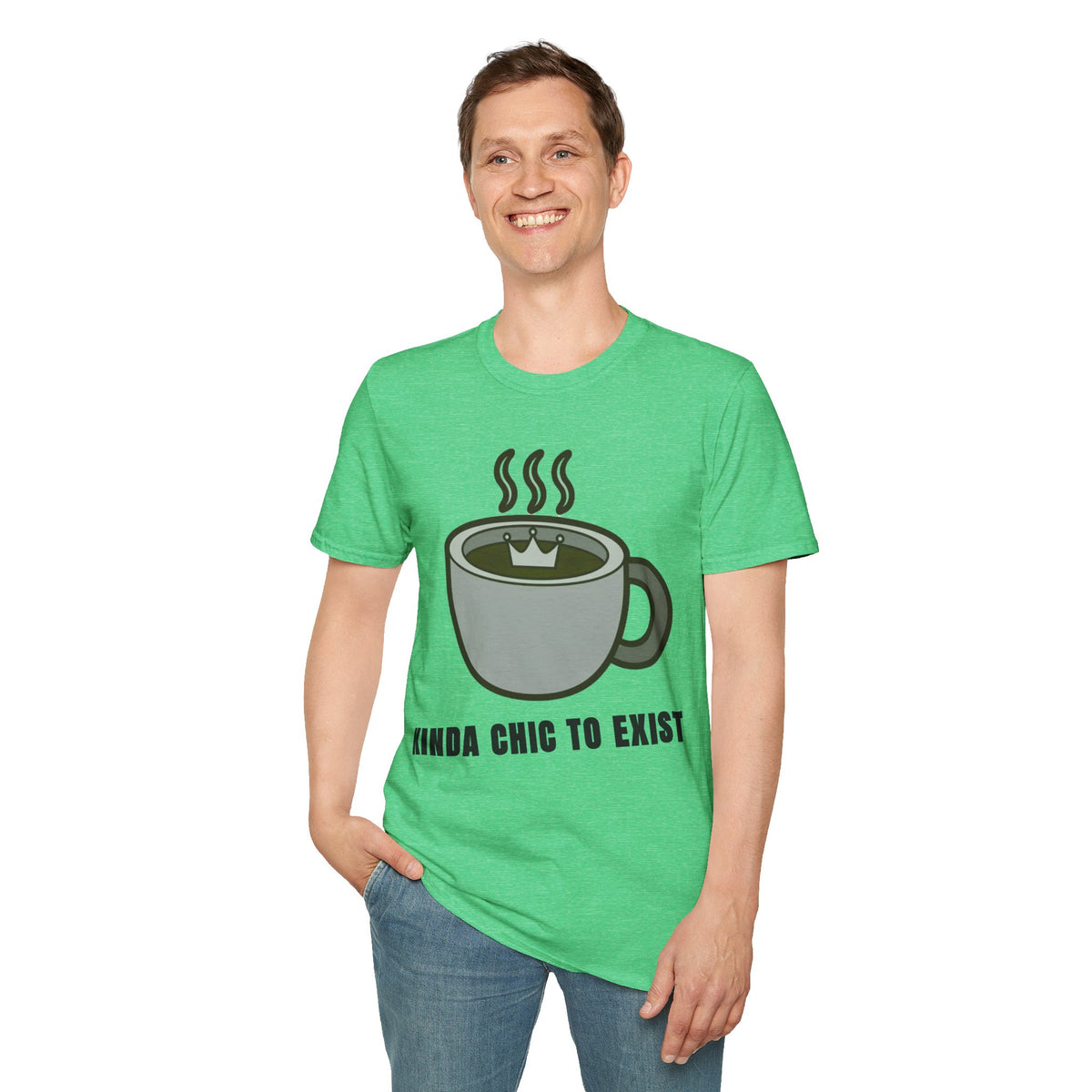 Coffee Mug Graphic T-Shirt — "Kinda Chic to Exist" Casual Tee - Trending Now - September 2026