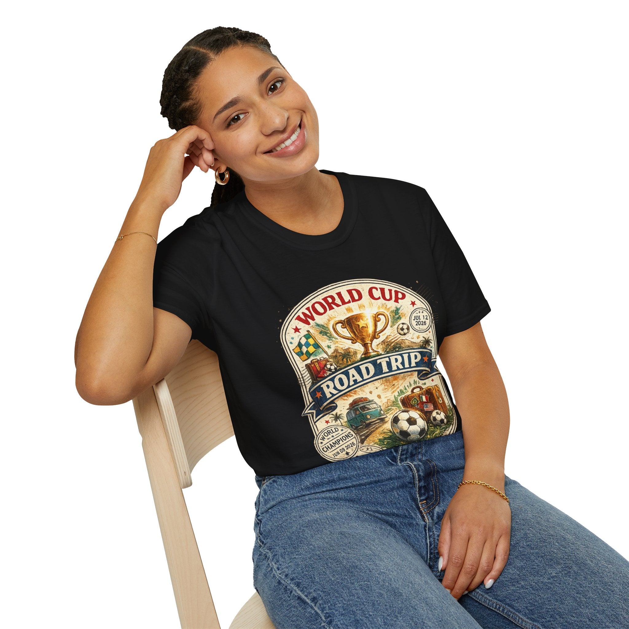 World Cup Road Trip T-Shirt — Vintage Soccer Trophy Design