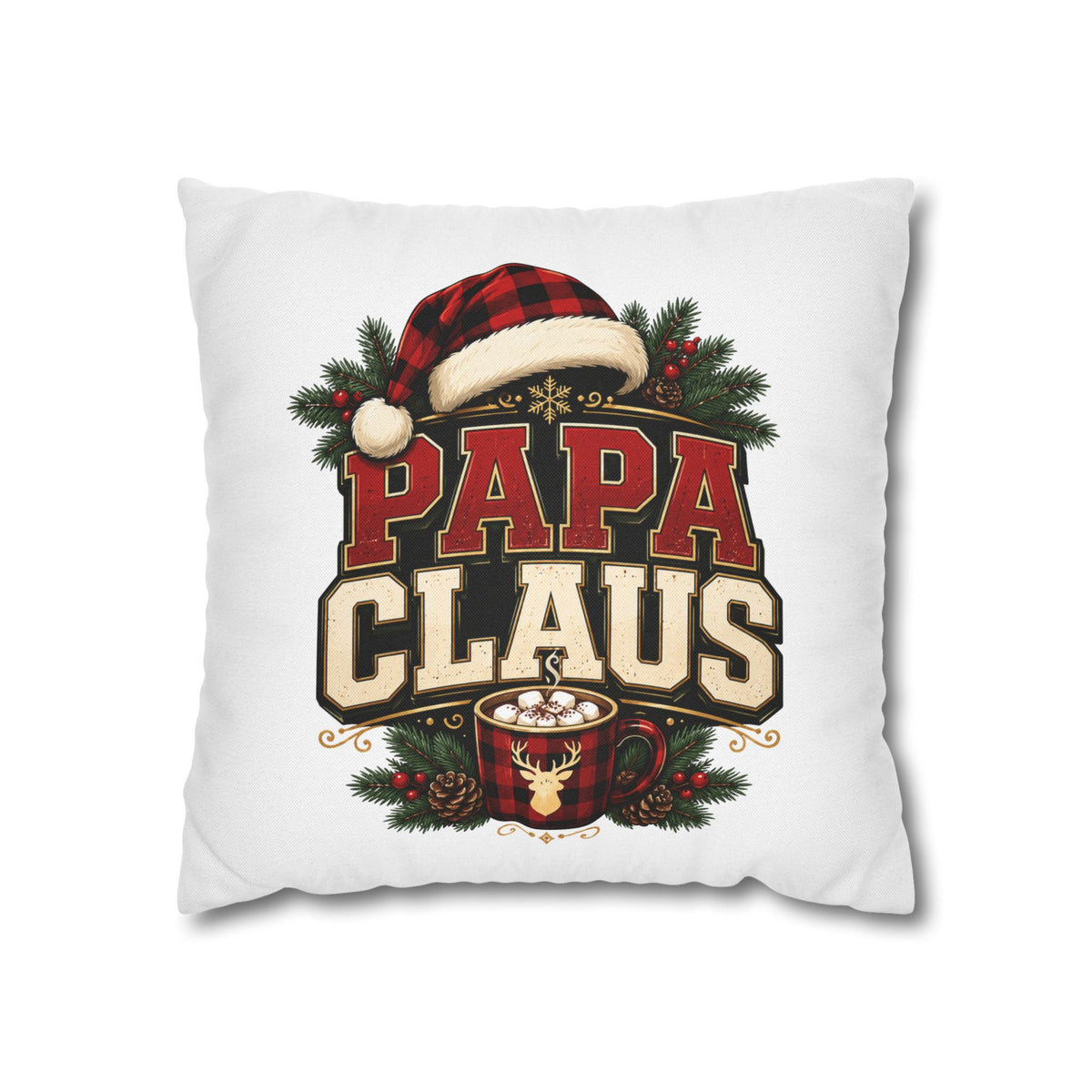 Christmas Papa Claus Holiday Pillowcase — Festive Christmas Cushion Cover for Dad