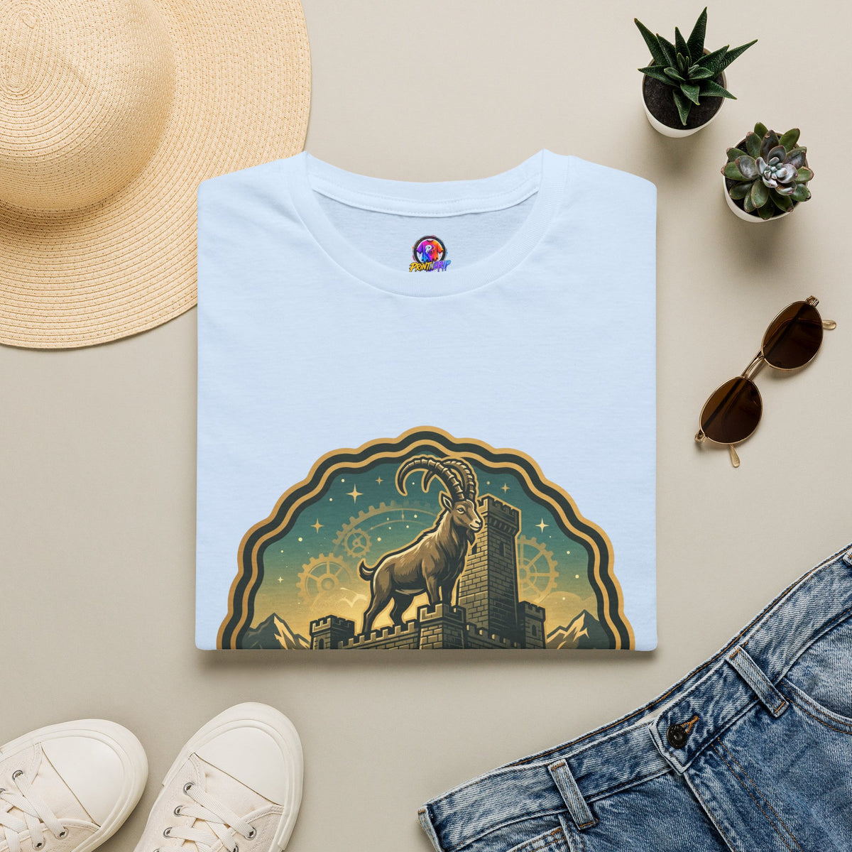 Silent Moves, Loud Results Goat Graphic Tee — Motivational Mountain Goat Shirt