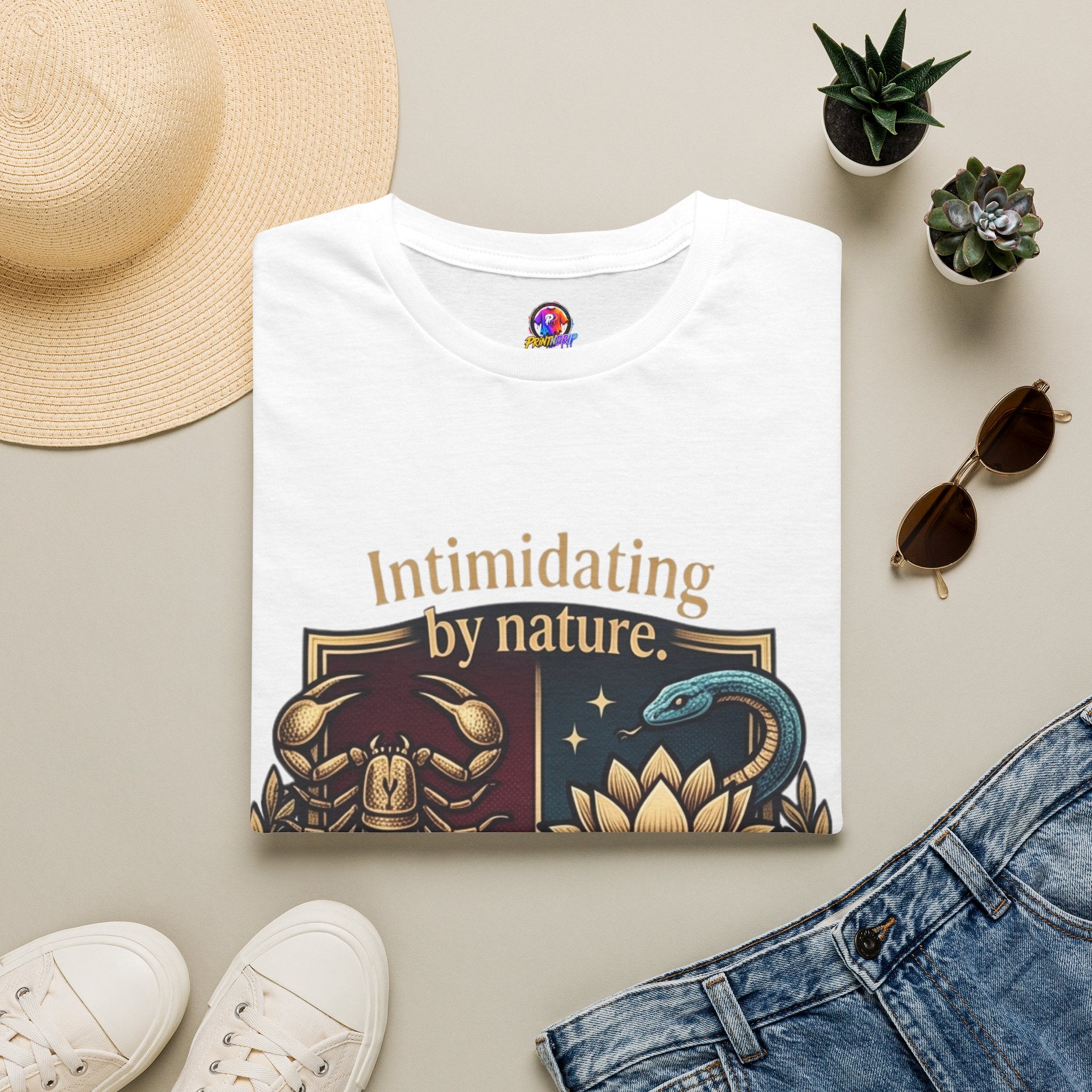 Intimidating by Nature T-Shirt — Scorpion & Snake Badge Design