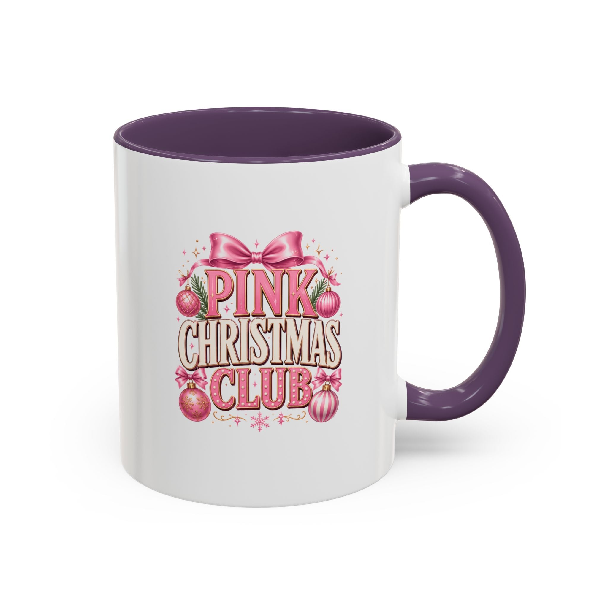Pink Christmas Club Accent Coffee Mug — Festive Holiday Coffee Cup