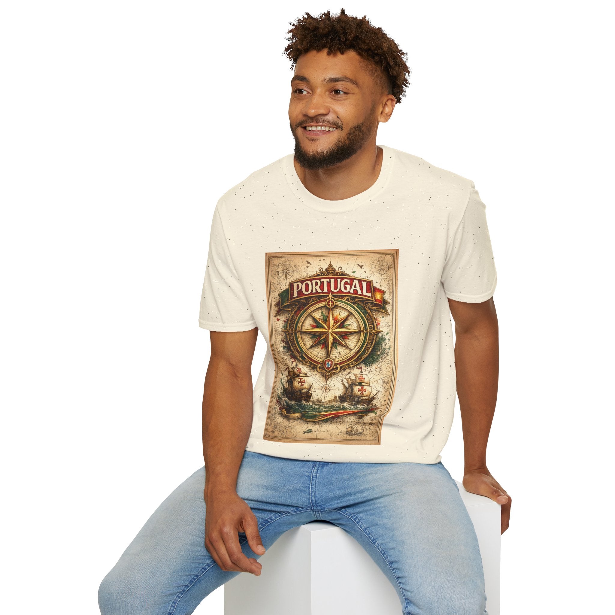 Portugal Compass T‑Shirt — Vintage Nautical Travel Tee
