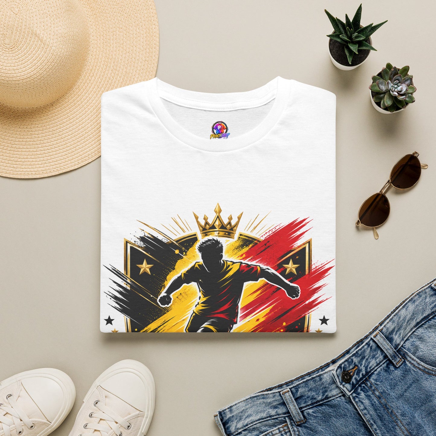Belgium Soccer T-Shirt — 'Tricolor Strike' Graphic Jersey Tee