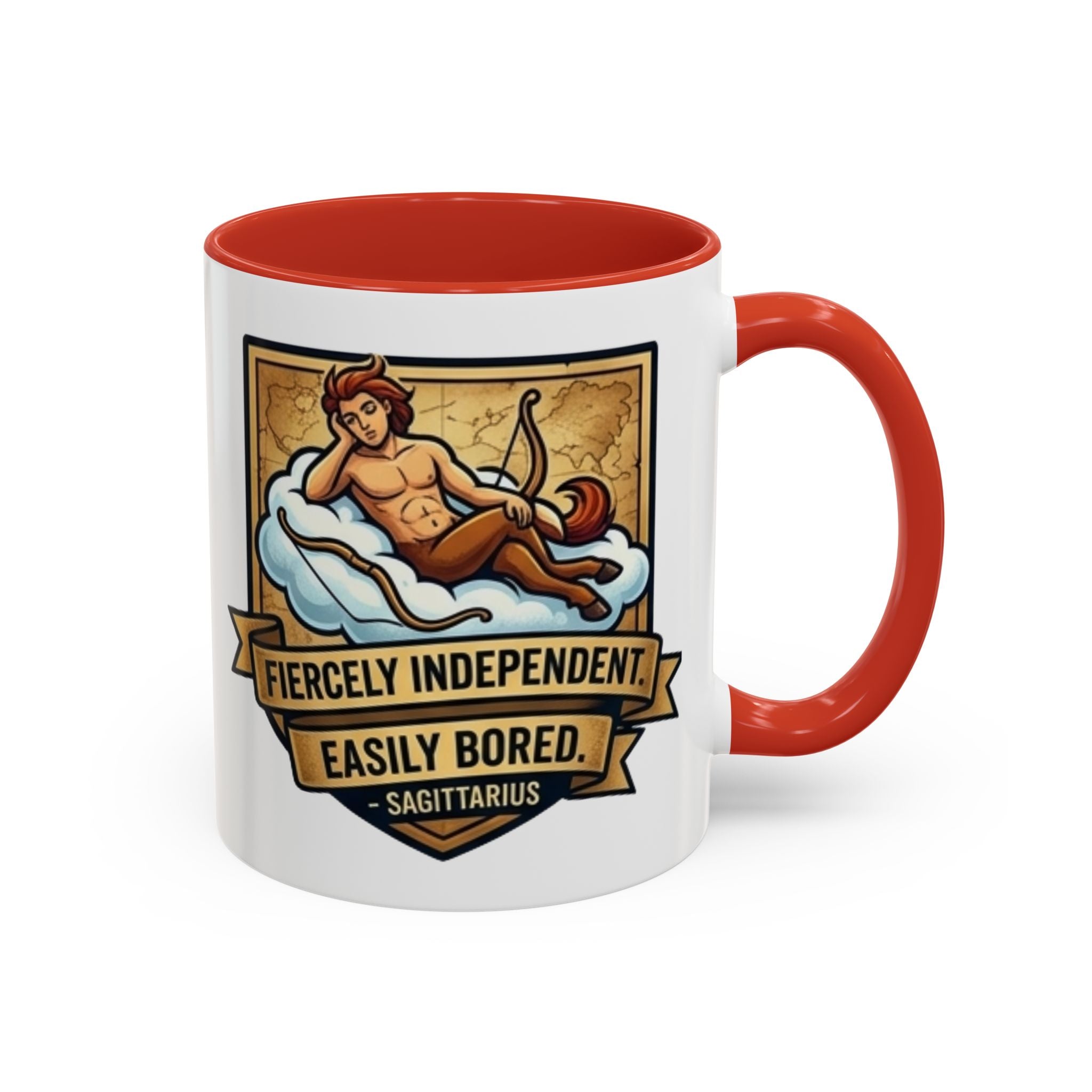 Sagittarius Coffee Mug — "Fiercely Independent, Easily Bored" Zodiac Accent Mug (11/15 oz)