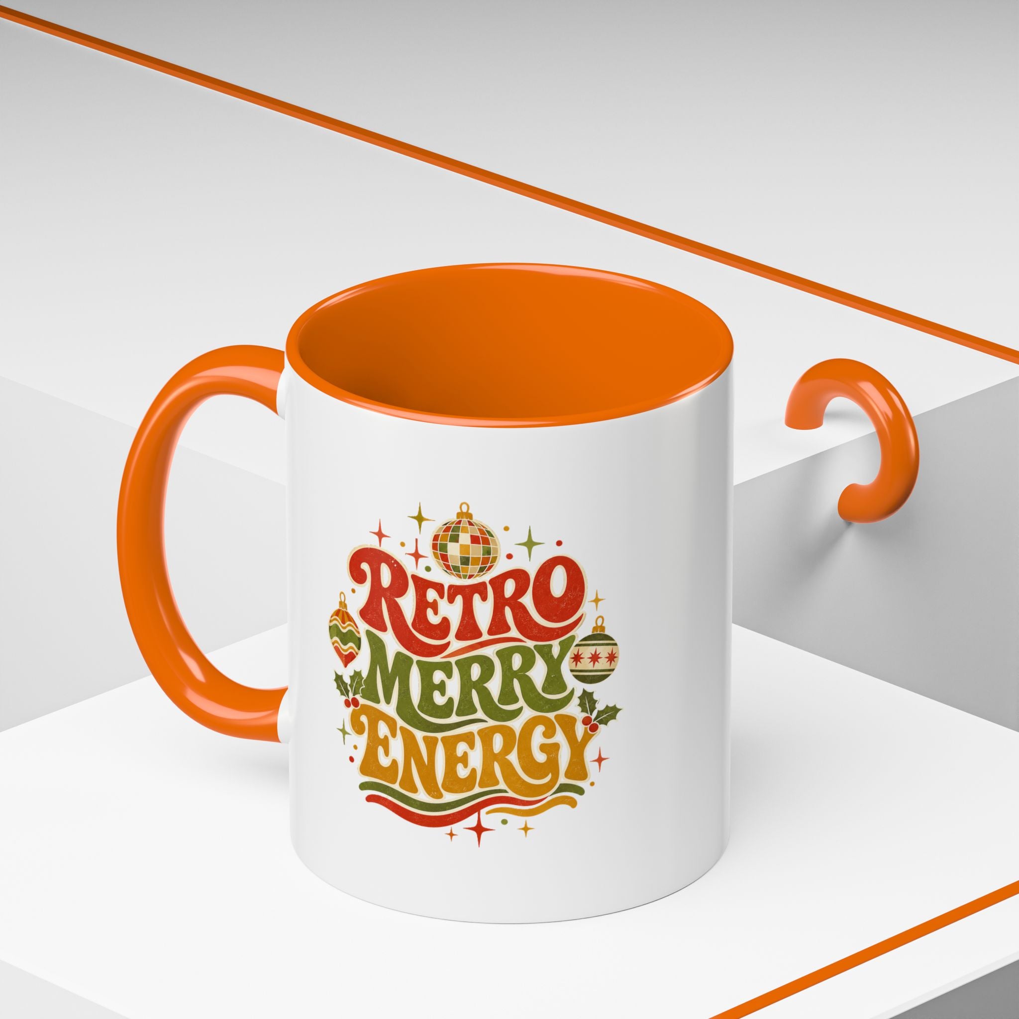 Modern Day Christmas Retro Merry Energy Coffee Mug — Festive 70s Holiday Design