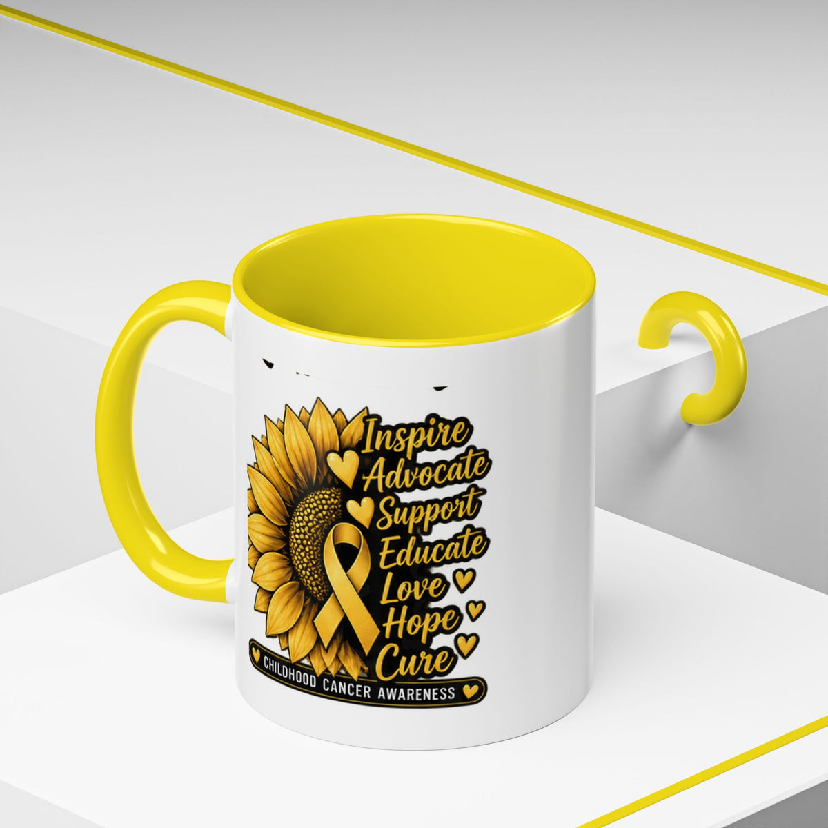 Childhood Cancer Awareness Sunflower Accent Coffee Mug (11/15oz)