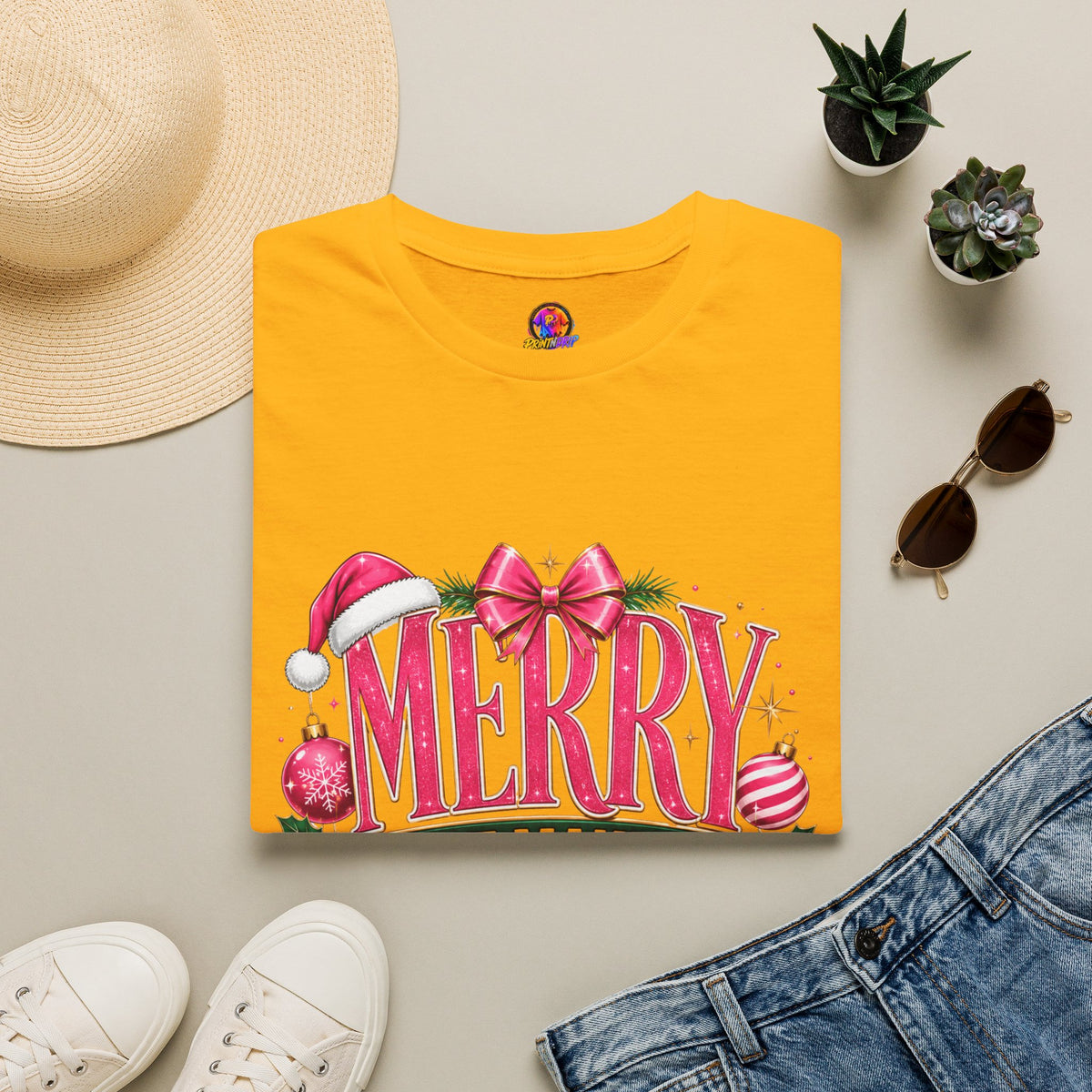 Christmas T-Shirt — "Merry But Make It Pink" Holiday Tee