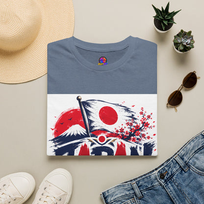 Japan Soccer T-Shirt — Japanese Flag & Cherry Blossom Football Graphic