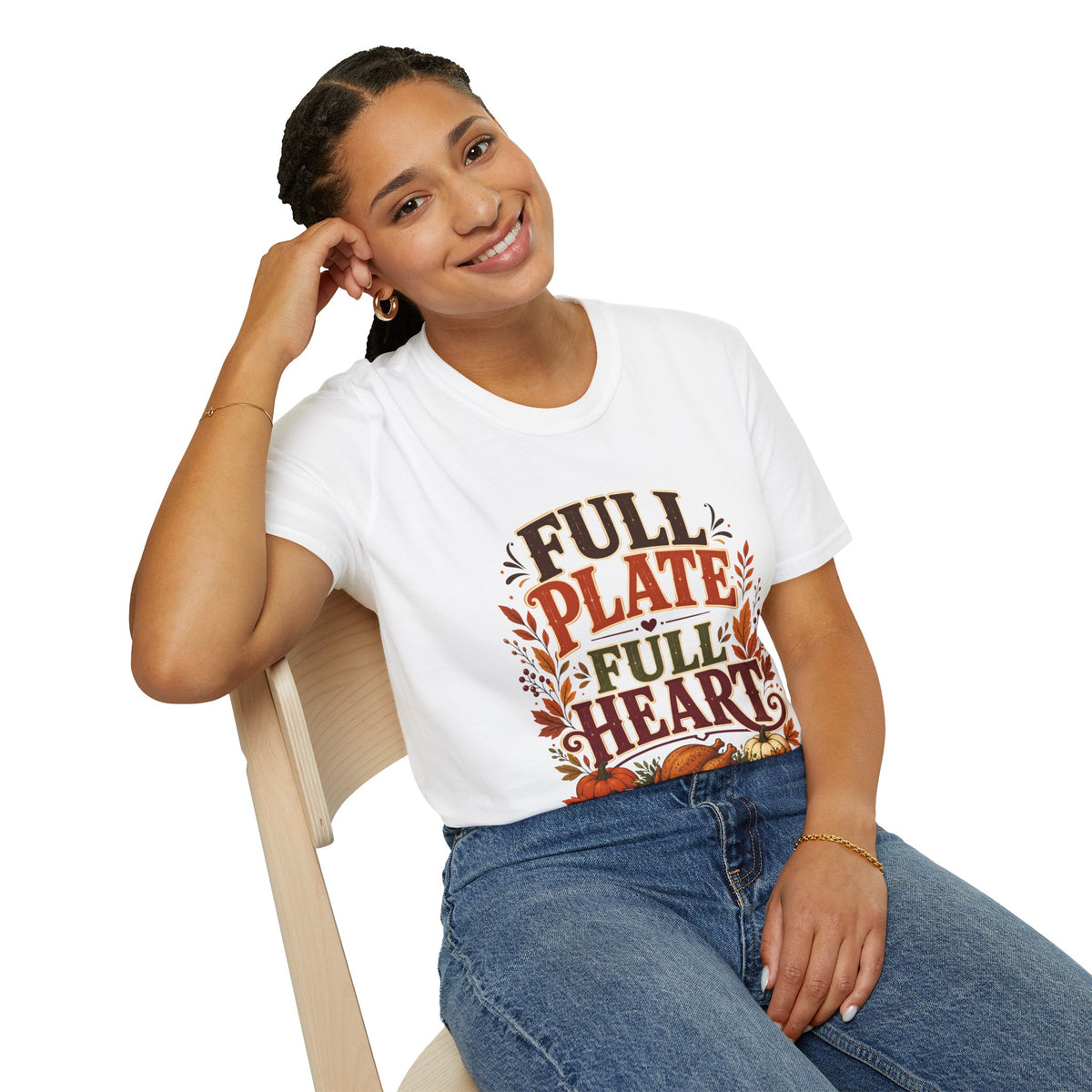 Thanksgiving T-Shirt - "Full Plate Full Heart" Fall Harvest Tee