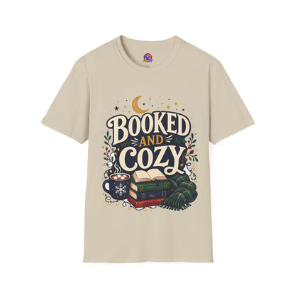 Booked and Cozy T-Shirt — Cozy Reading Graphic Tee (Books, Moon & Stars)