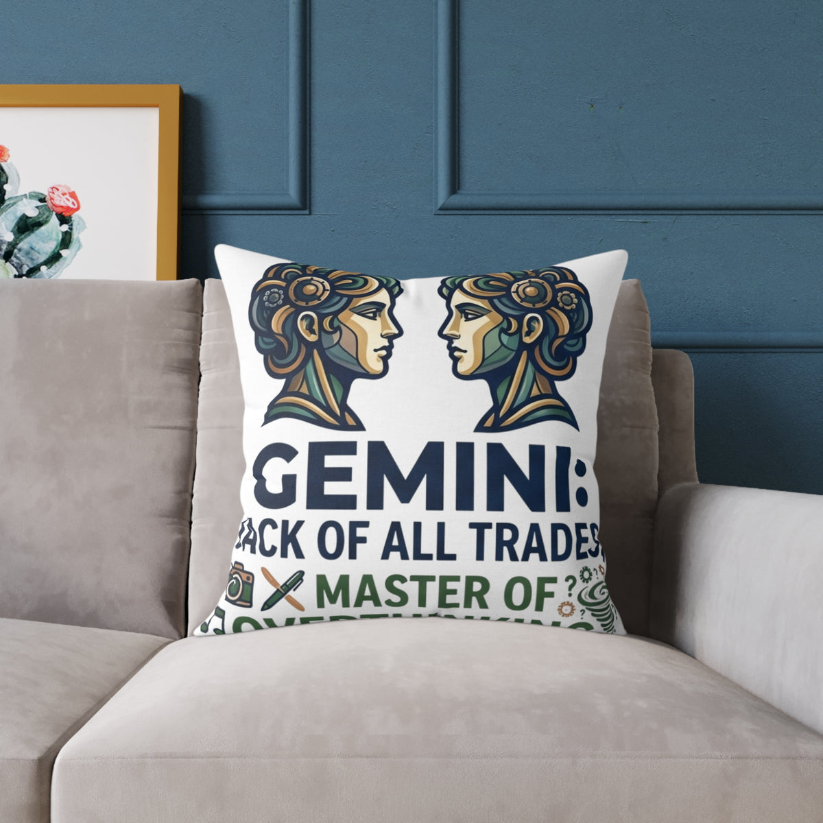 Gemini Zodiac Jack Of All Trades Square Poly Canvas Pillow