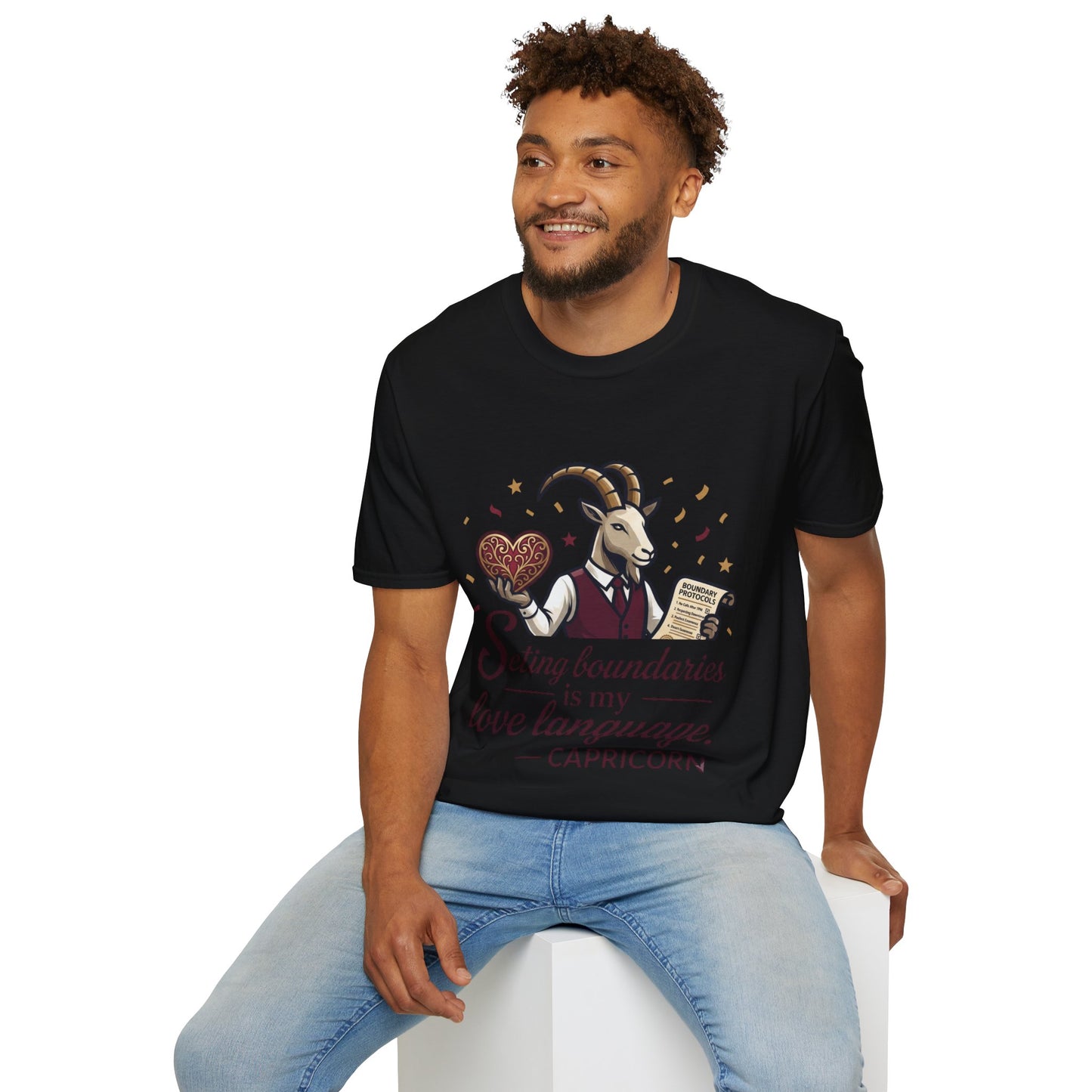 Capricorn T-Shirt — "Setting Boundaries is My Love Language" Zodiac Goat Tee