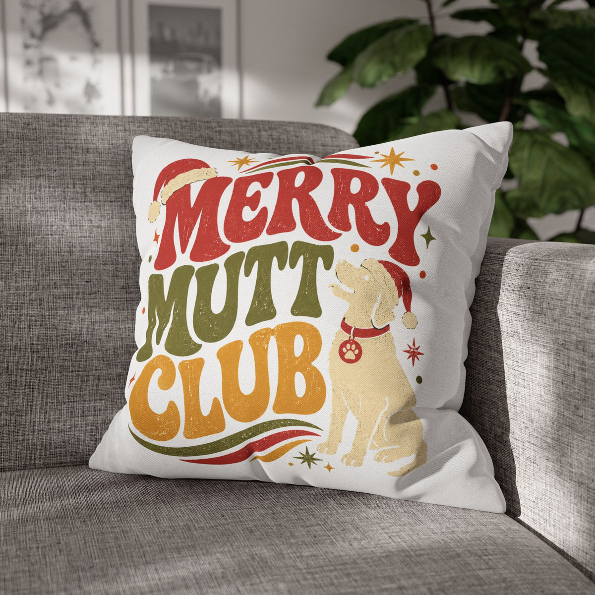 Merry Mutt Club Christmas Pillowcase Modern Day Christmas