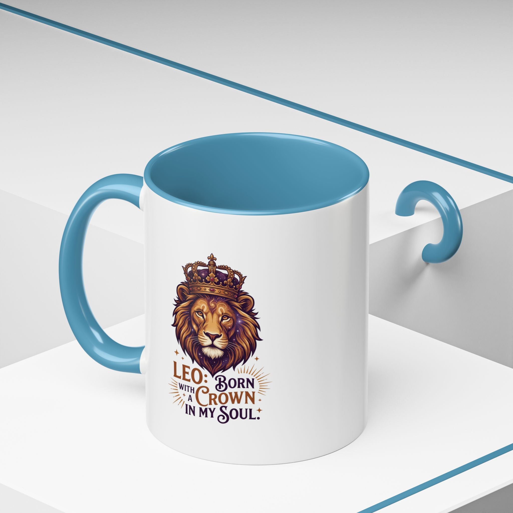 Leo Zodiac Coffee Mug — "Born with a Crown in My Soul" Lion Design