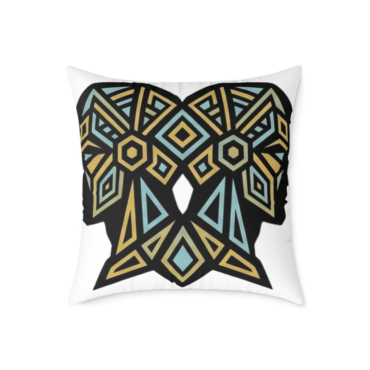 Gemini Zodiac Geometric Elephant Throw Pillow — Boho Tribal Canvas Accent