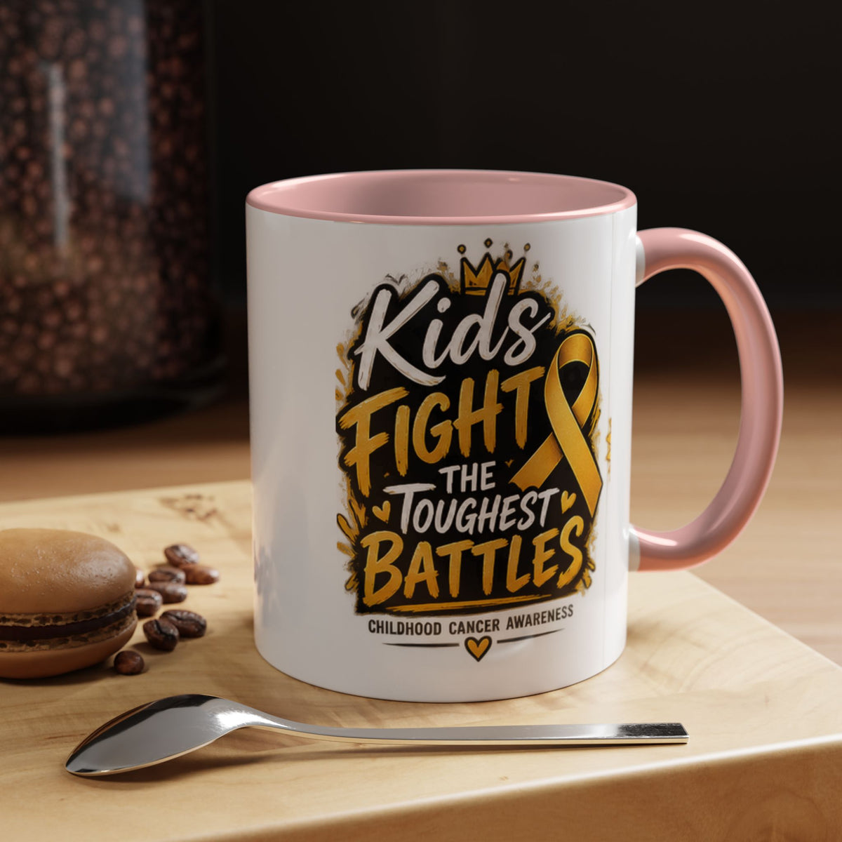 Kids Fight The Toughest Battles Accent Coffee Mug — Childhood Cancer Awareness 11/15oz