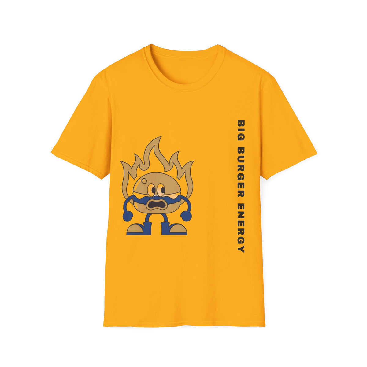 Burger Mascot T‑Shirt — ‘Big Burger’ Flame Character Graphic Tee - Trending Now - September 2026