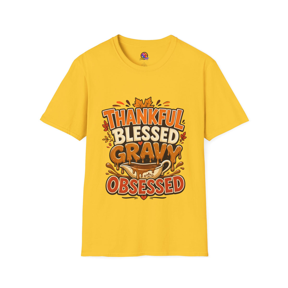 Thanksgiving T-shirt Thankful Blessed Gravy Obsessed T-Shirt — Thanksgiving Fall Turkey Dinner Tee