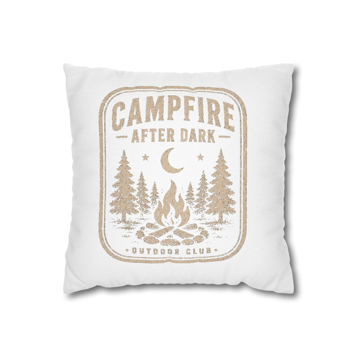 Campfire After Dark Square Pillowcase Milo Bailey Dog Dad Mom– Rustic Outdoor Camping Throw Pillow Cover