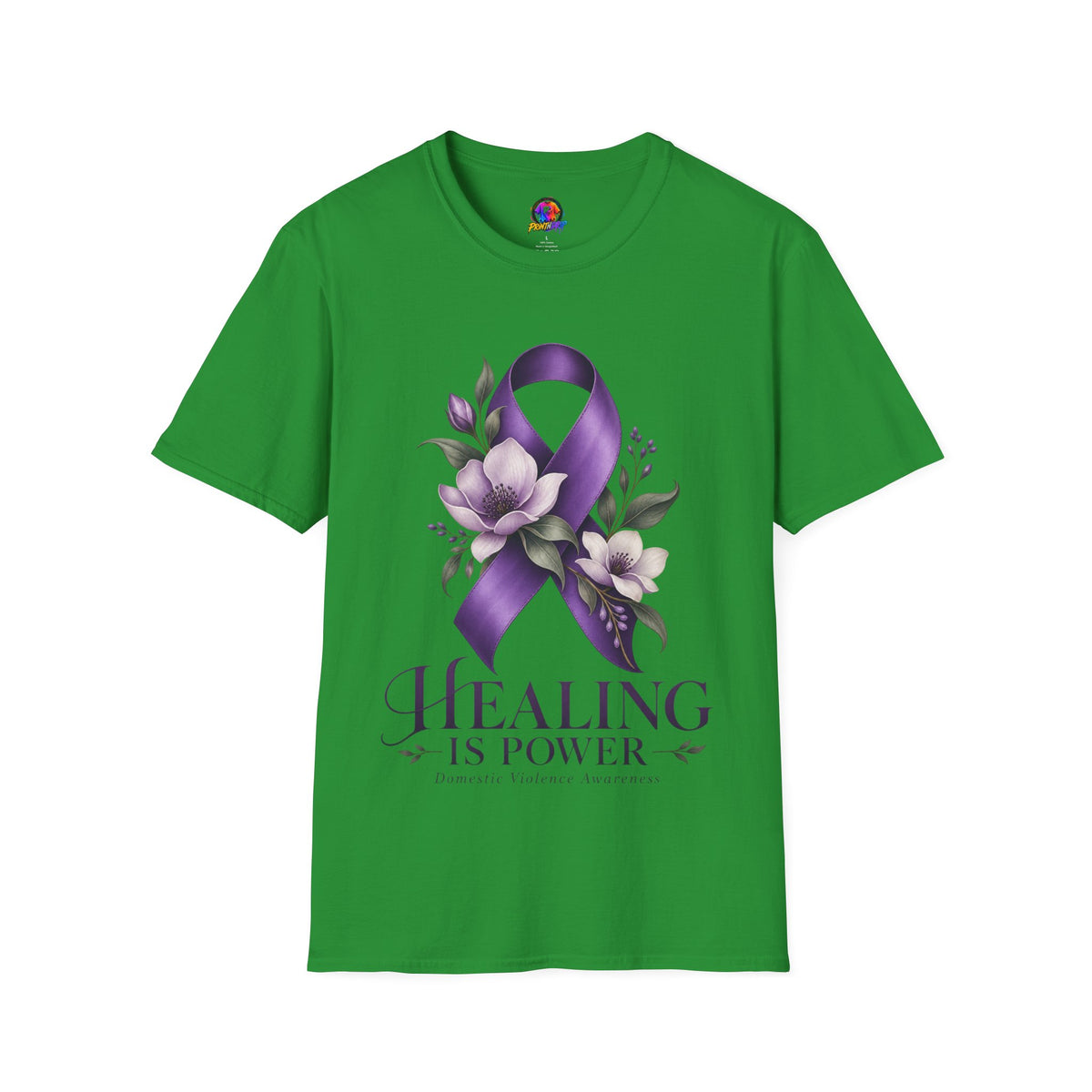 Healing Is Power Purple Ribbon Awareness Domestic Violence  T-Shirt