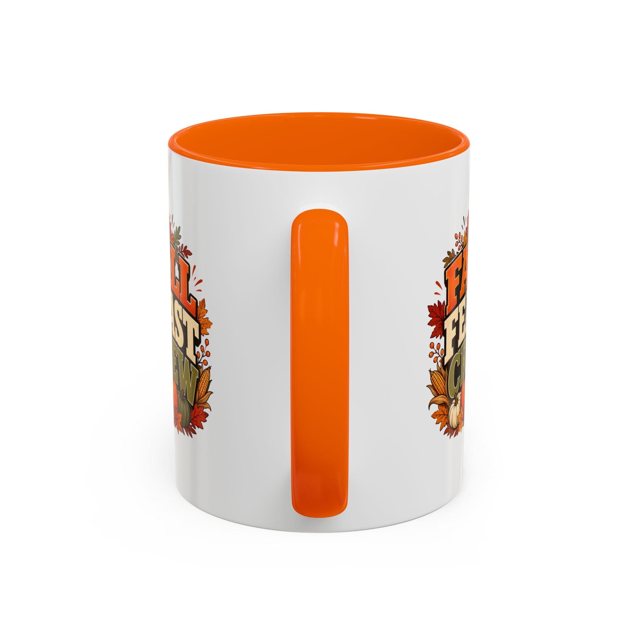 Thanksgiving Mug Fall Feast Crew Coffee Mug — Autumn Pumpkin & Leaves Accent Mug