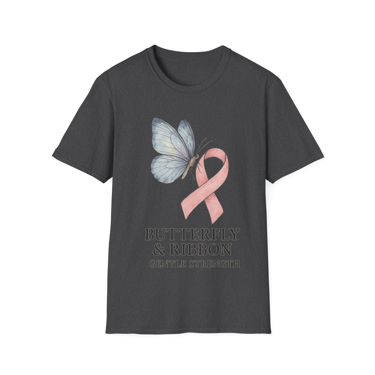 Butterfly and Ribbon Gentle Strength Graphic Tee, Pink Ribbon Breast Cancer T-Shirt - Trending Now - September 2026