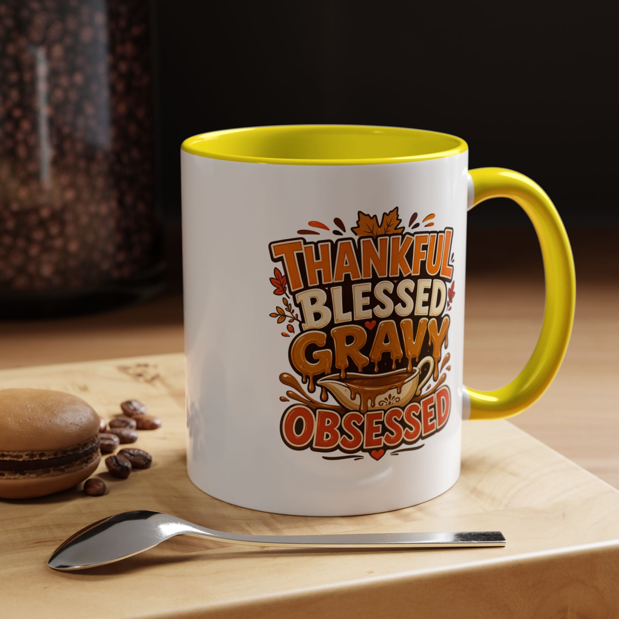 Thanksgiving Mug Coffee Mug — "Thankful Blessed Gravy Obsessed" Thanksgiving Accent Mug