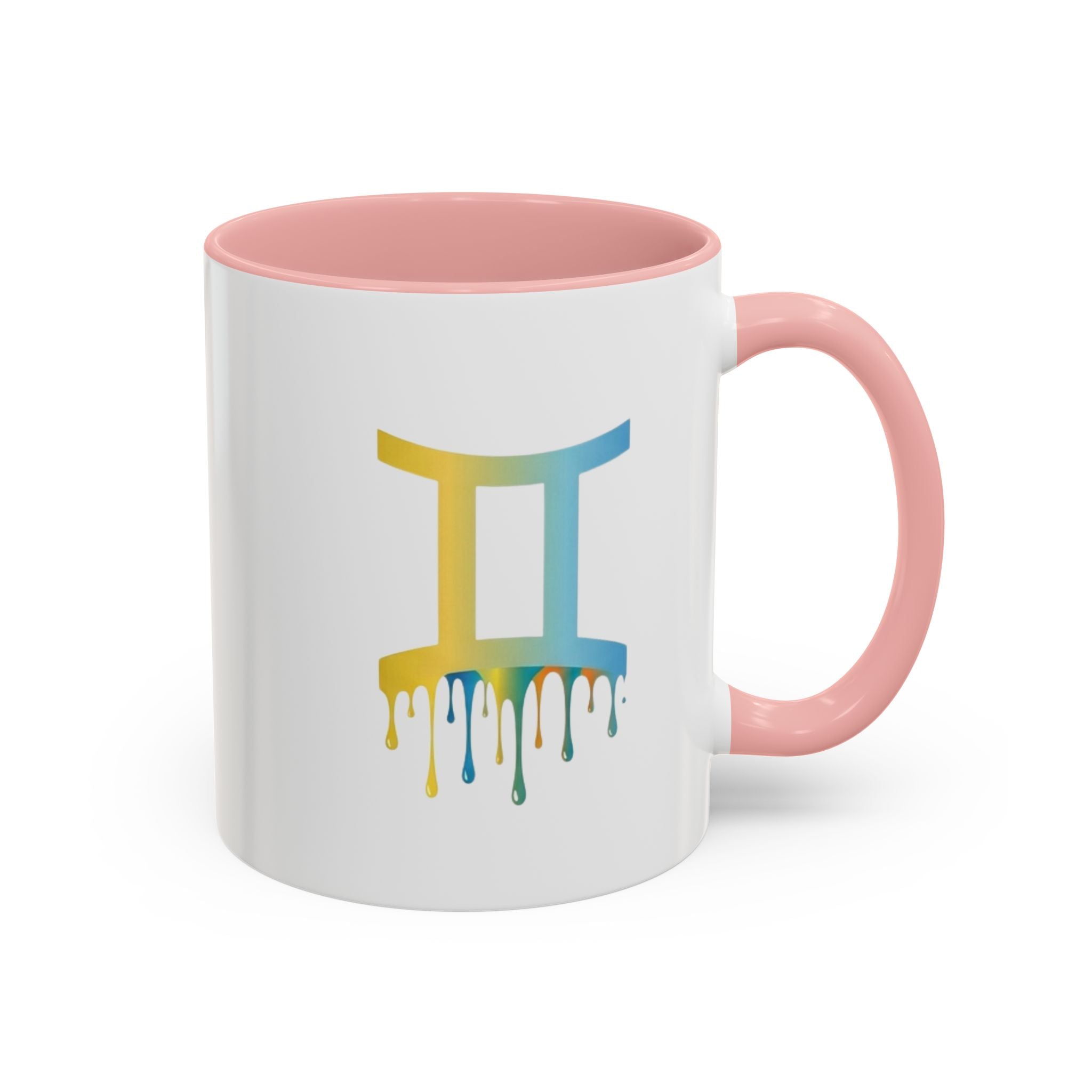 Gemini Zodiac Coffee Mug - Dripping Rainbow Gemini Symbol Accent Mug