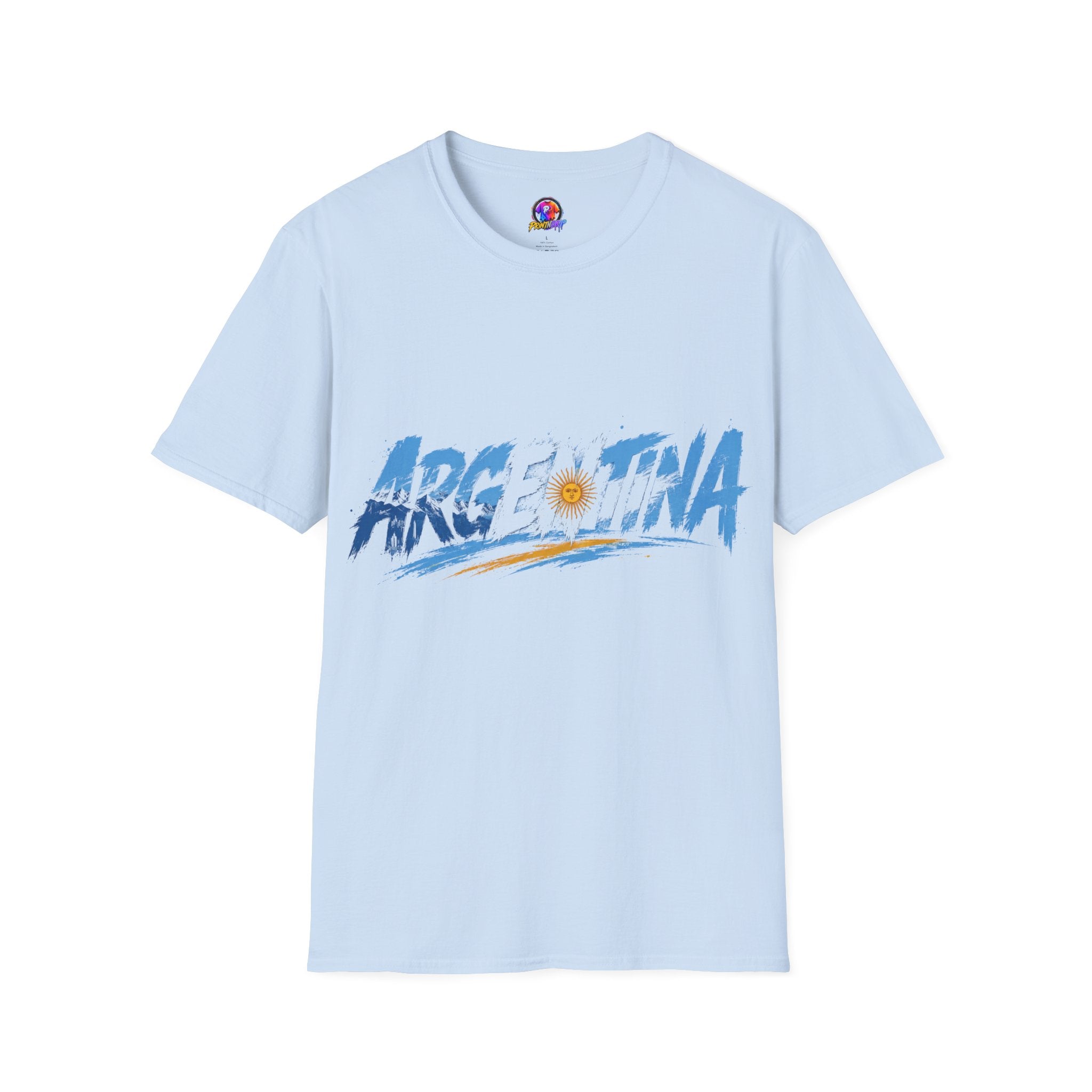 Argentina Graphic T-Shirt — Argentina Typography Tee with Sun & Flag Colors