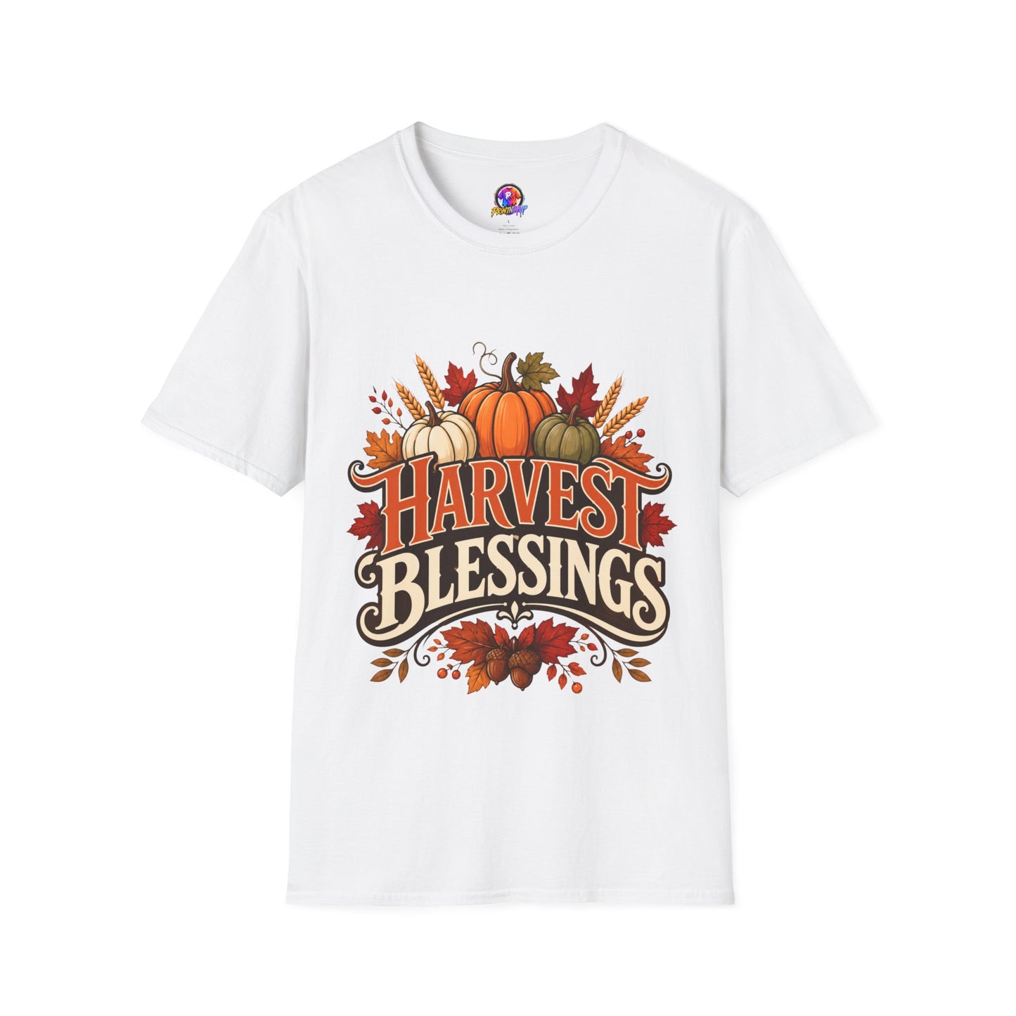 Harvest Blessings T-Shirt — Fall Pumpkin Harvest Graphic Tee for Thanksgiving