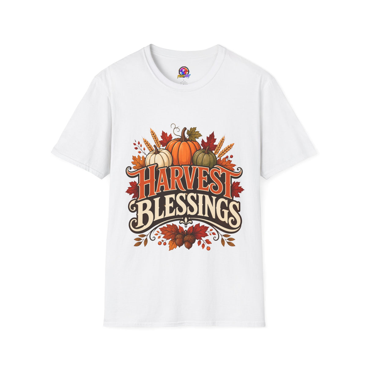 Thanksgiving T-Shirt Harvest Blessings T-Shirt — Fall Pumpkin Harvest Graphic Tee for Thanksgiving