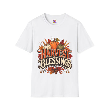 Harvest Blessings T-Shirt — Fall Pumpkin Harvest Graphic Tee for Thanksgiving